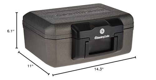 SentrySafe SentrySafe Fireproof Safe with Key Lock, Chest Lock Box for Home or Travel Secures Money, Documents, 0.18 Cubic Feet, 6.1 x 14.3 x 11.2 Inches, 1210