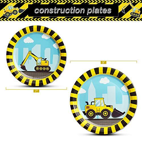 WERNNSAI WERNNSAI Construction Party Supplies - Disposable Dump Truck Themed Tableware Set for Boys Kids Birthday Dinner Dessert Plates and Napkins Serves 16 Guests 48PCS