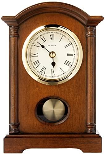 Bulova Bulova Dalton Chiming Pendulum Table Clock - Walnut Finish - Gold-Tone Accents