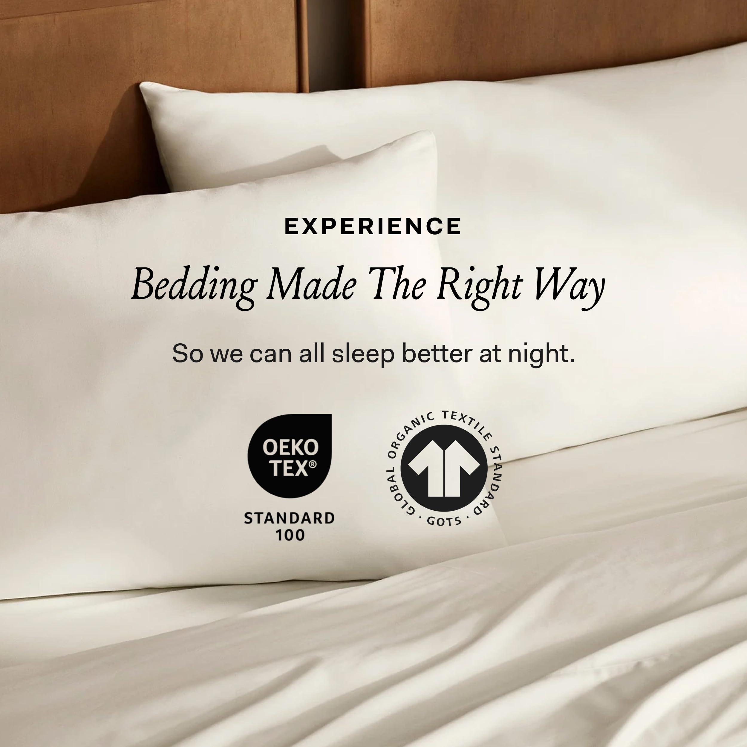 BOLL & BRANCH BOLL & BRANCH Signature Hemmed Sheet Set - Split King, Mineral - Luxury 100% Organic Cotton - Includes 1 Flat, 2 Fitted, 2 Pillowcases - Buttery Soft