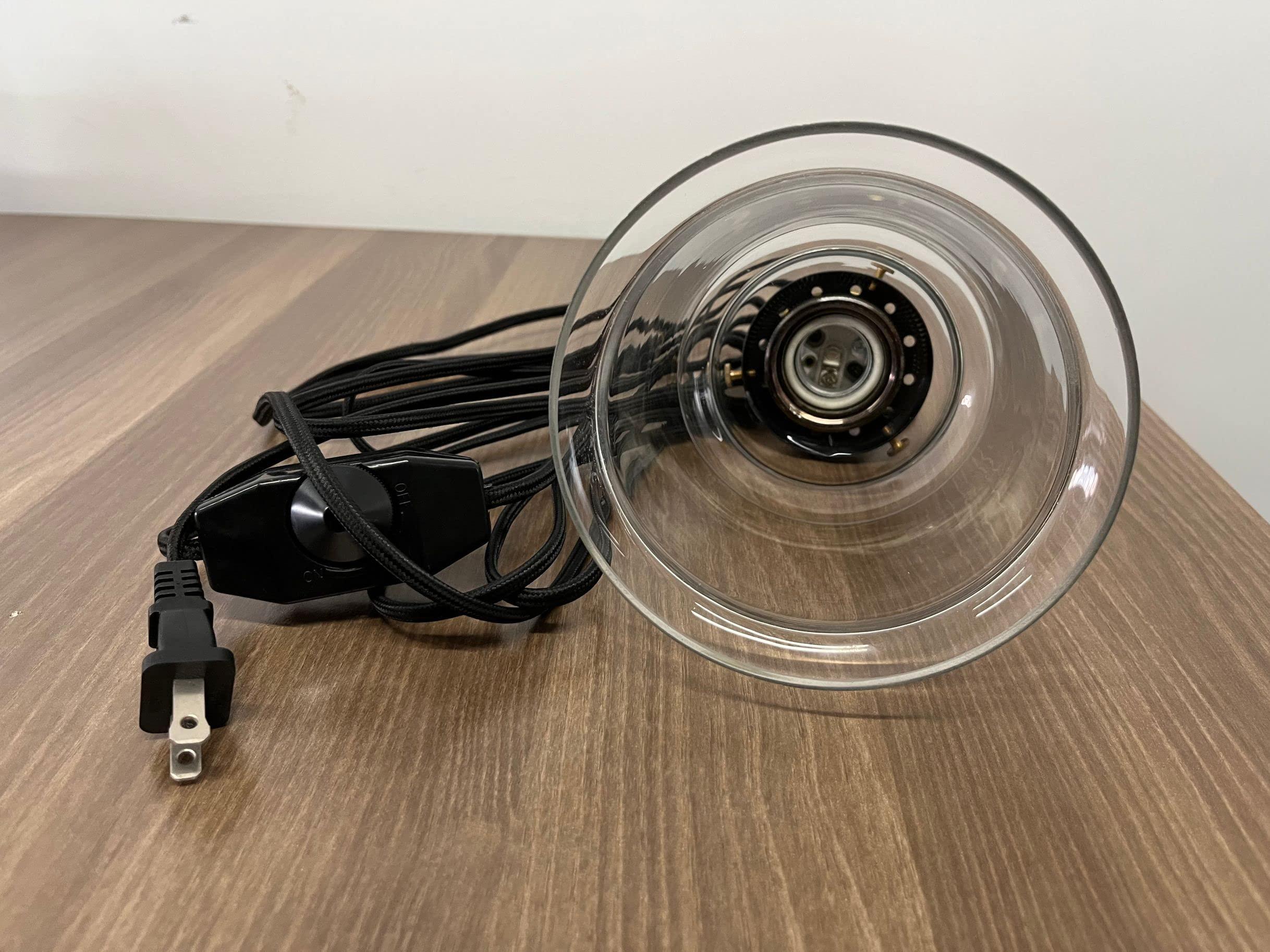 Kiven Kiven Plug-in Handmade Glass Lampshade Pendant Lamp 15 Foot Black Cord with UL Certification On/Off Dimmer Switch Bulb Not Included (TB0213)