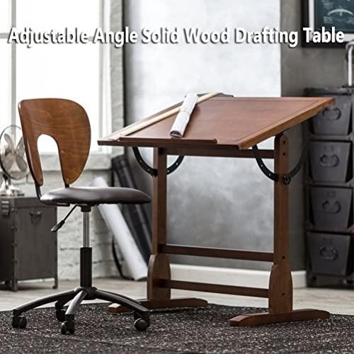 AGYHAM Drafting Table Desk Art & Craft Work Station Drawing Desk Adjustable Angle Drawing Artist Desk, Solid Pine Wood Artist Table (Size : 135x80x96cm)