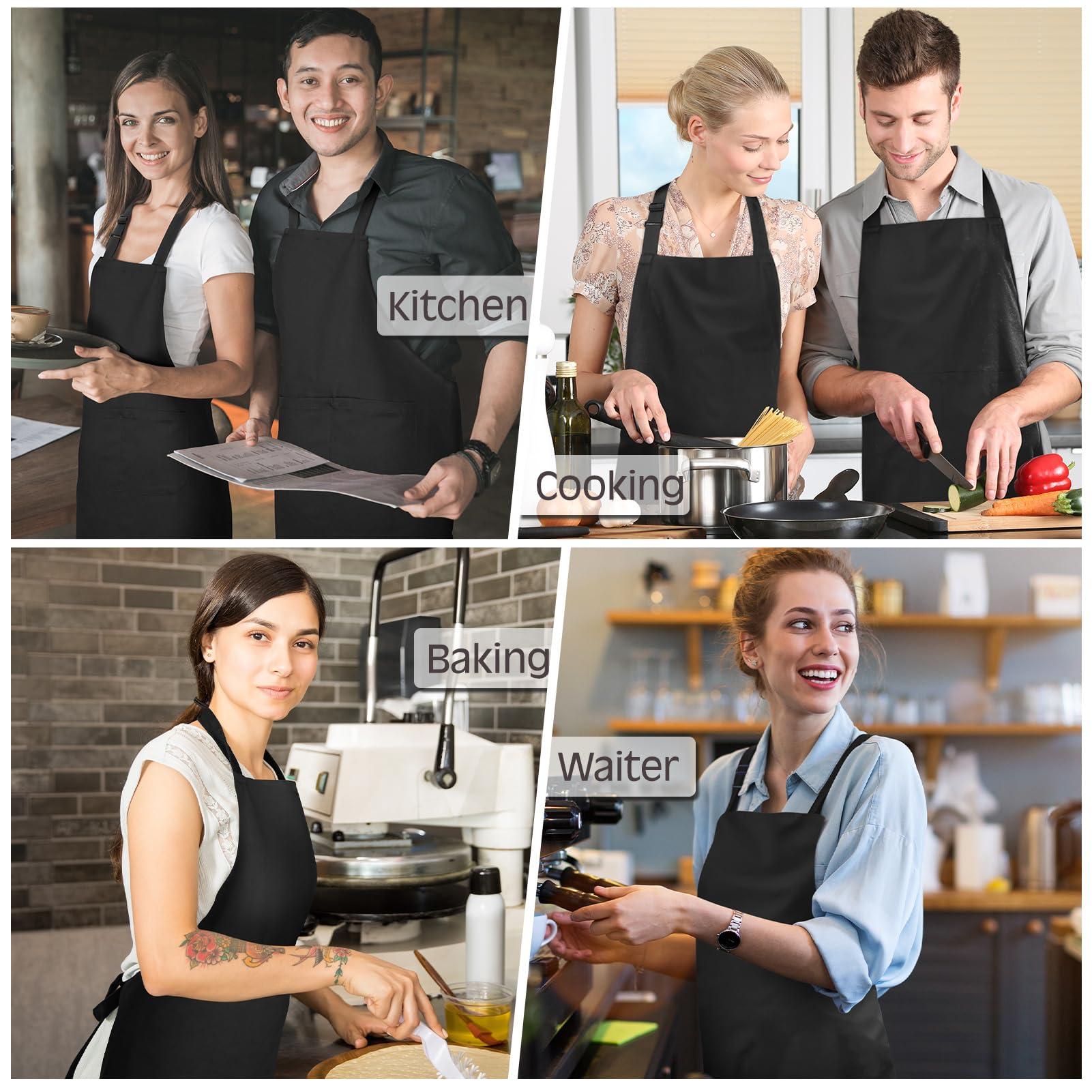 Angirlish Personalized Adult Aprons, Custom Name Photo Logo Aprons for Women and Men, Waterproof Cotton Chef Apron, Adjustable Bib with 2 Pockets (Add Your Own Design, Black)