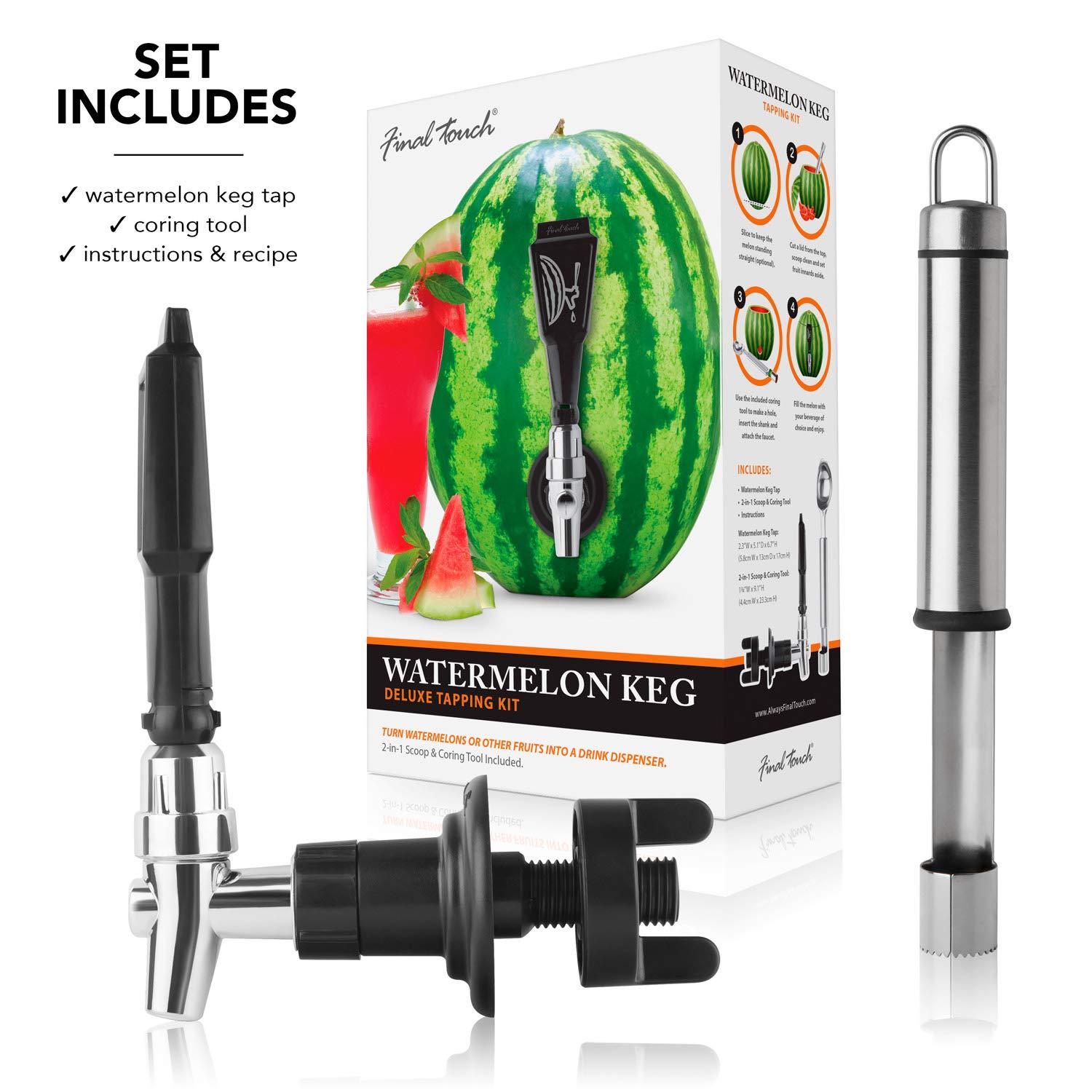 Final Touch Final Touch Watermelon Keg Tapping Kit - Turn Watermelons & Pumpkins into Drink Dispensers with Shank, Faucet, Coring Tool, and Recipe Instructions - Perfect for Parties, BBQs, and Picnics (BD204)