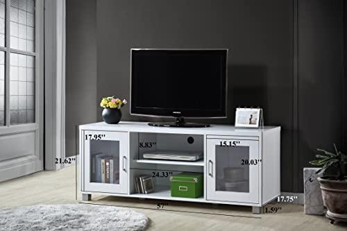 Hodedah Hodedah White 57\" Wide Entertainment Center HITV107 White