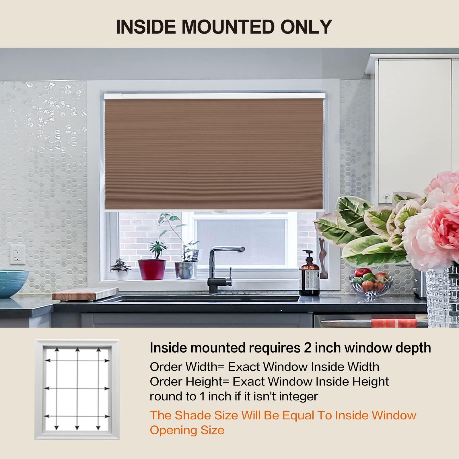 Sunbox No Drill Honeycomb Blinds for Window, Blackout Cordless Cellular Shades, No Tools, Easy to Install, Cellular Blinds for Home, Office, Coffee