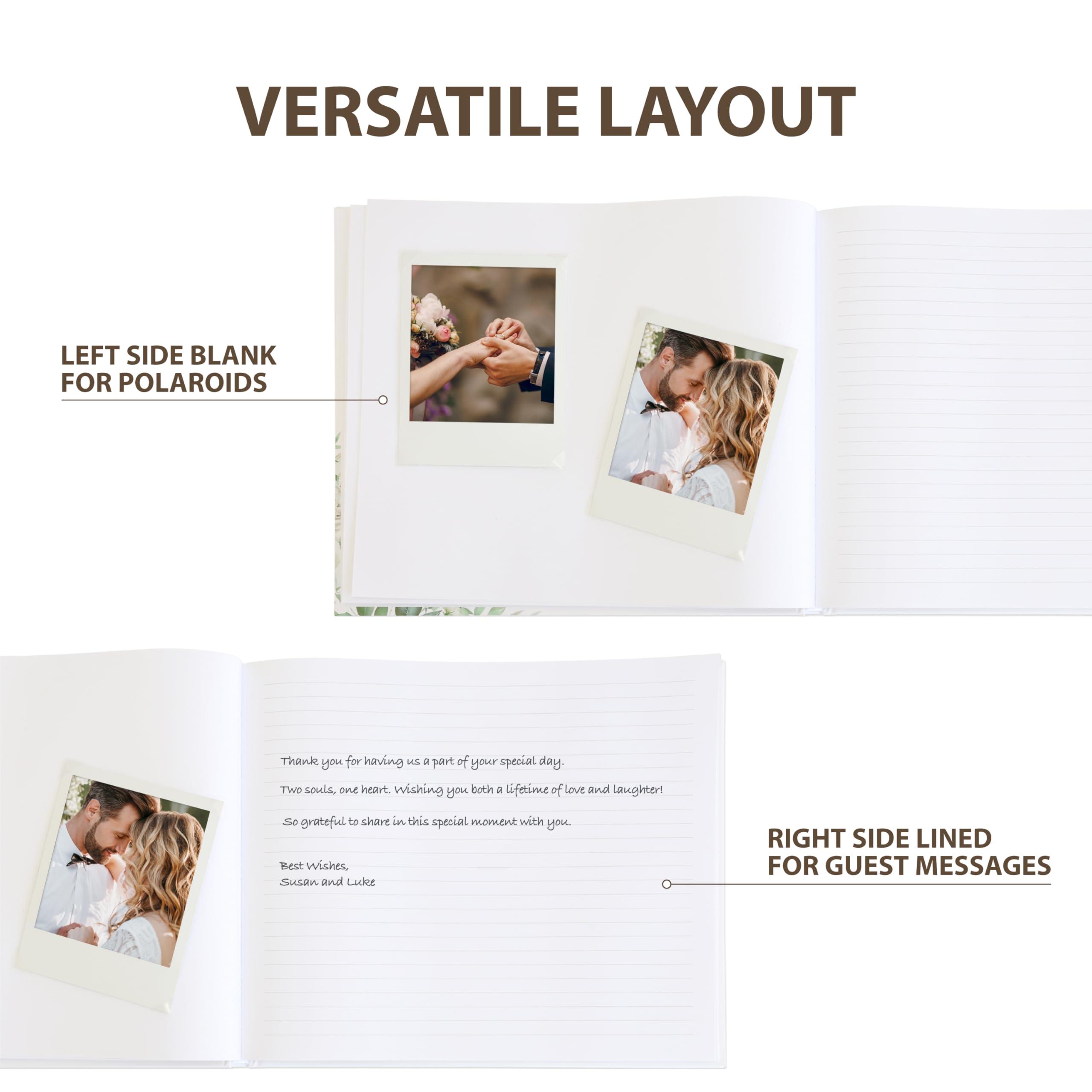 Swanique Wedding Guest Book for Guests to Sign, Elegant Wedding Guestbook Ideas, Sign in Book for Bridal and Baby Shower, Polaroid Guest Book, 100 Thick Lined and Blank Pages for Party, Wedding Books