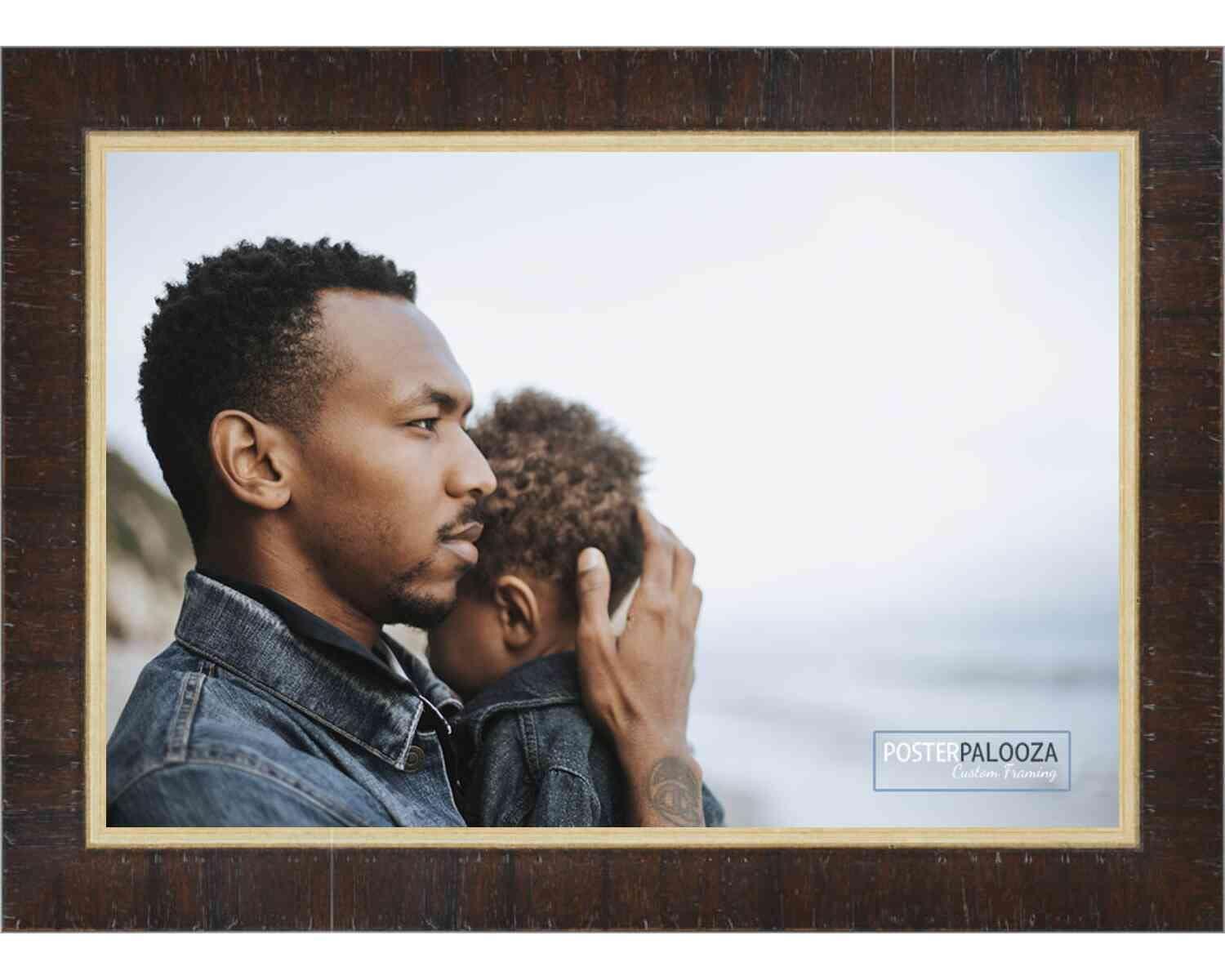 Poster Palooza Poster Palooza 24x17 Contemporary Walnut Complete Wood Picture Frame with UV Acrylic Plexiglass, Foam Board Backing & Hardware Included