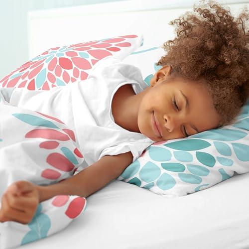 Sweet Jojo Designs Turquoise and Coral Emma 3 Piece Childrens, Teen, Kids Modern Full/Queen Bedding Set Collection