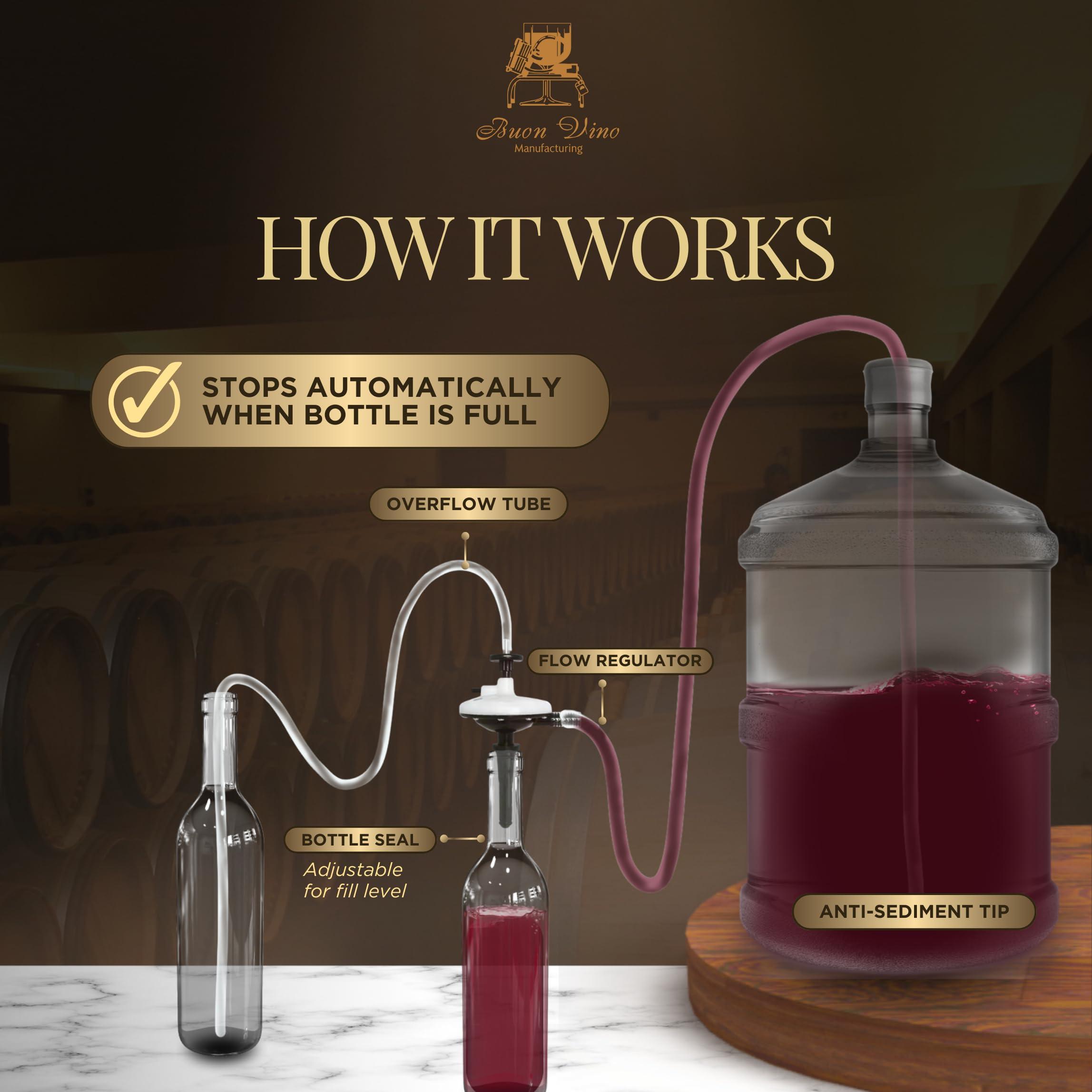 Buon Vino Buon Vino Super Automatic Gravity Bottle Filler - Wine Dispenser Pump Equipment Kit - Best Bottling Siphon Accessories - Liquid Filling Machine Tube Supplies - Tubing Filter Brewing Product