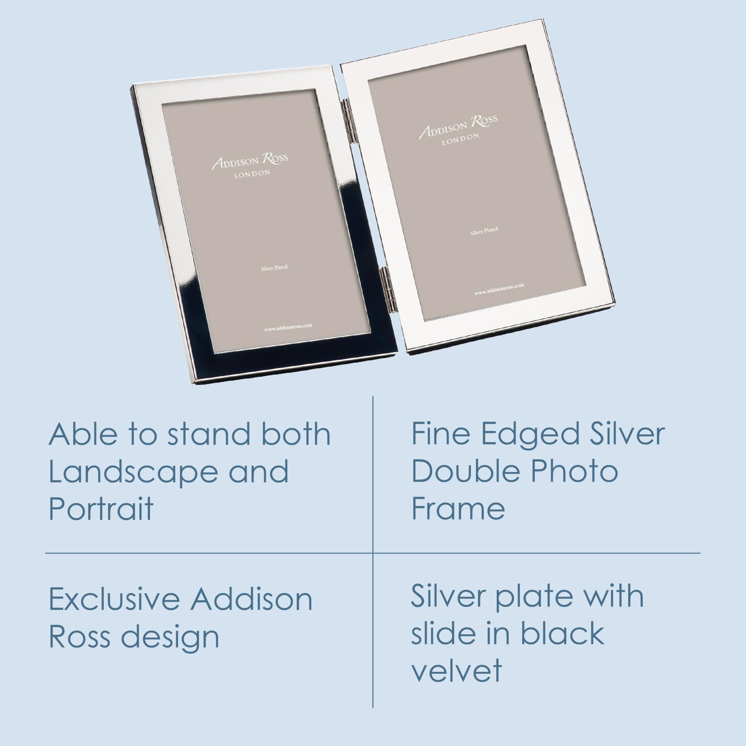 Addison Ross Addison Ross, Double Photo Frame, 5x7, Silver Plate, 5 x 7 Inches