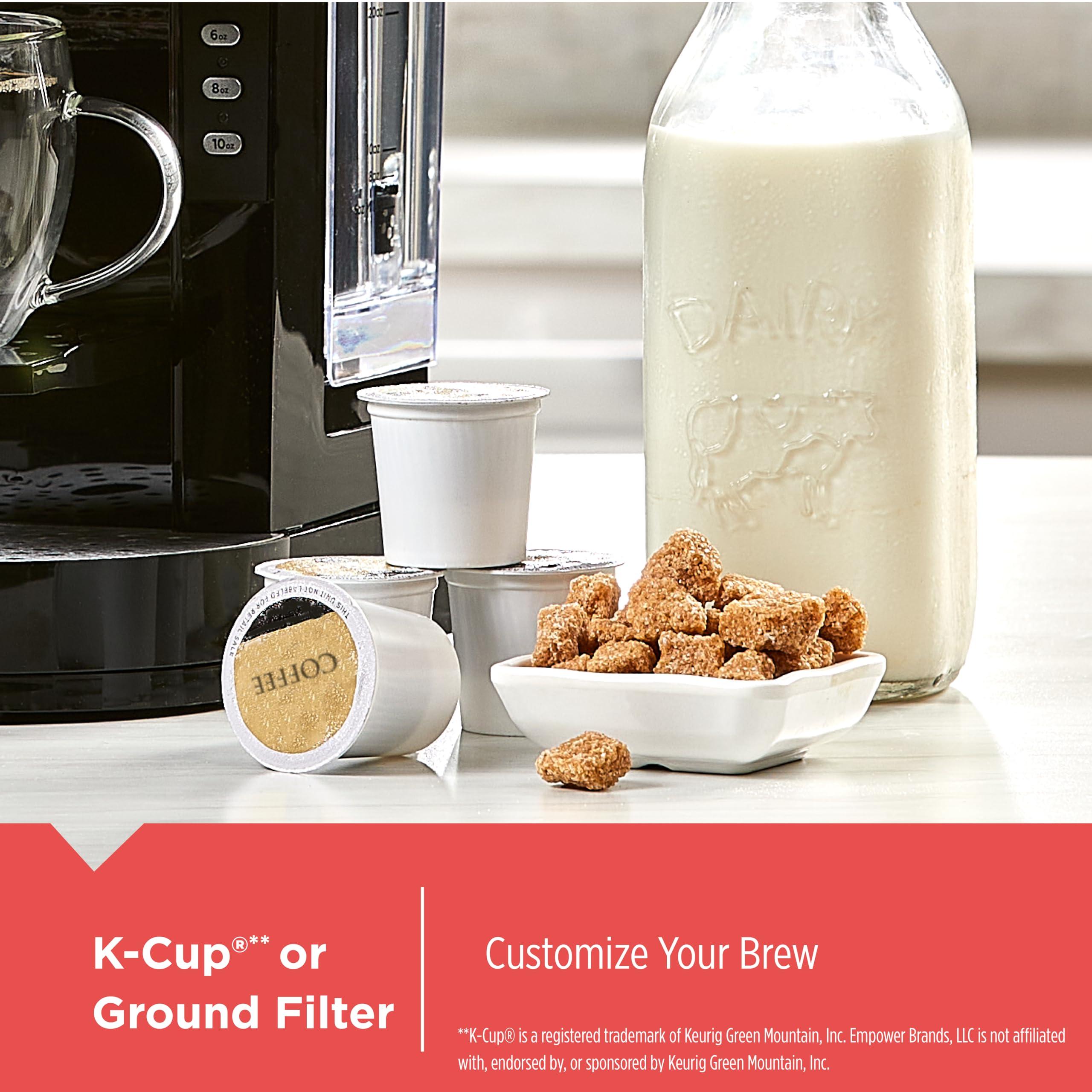 BLACK+DECKER BLACK+DECKER Family Single Serve K-Cup Brewer: Large 50oz Water Reservoir, Versatile Ground Coffee & K-Cup Compatibility, Adjustable Tray for Travel Mugs