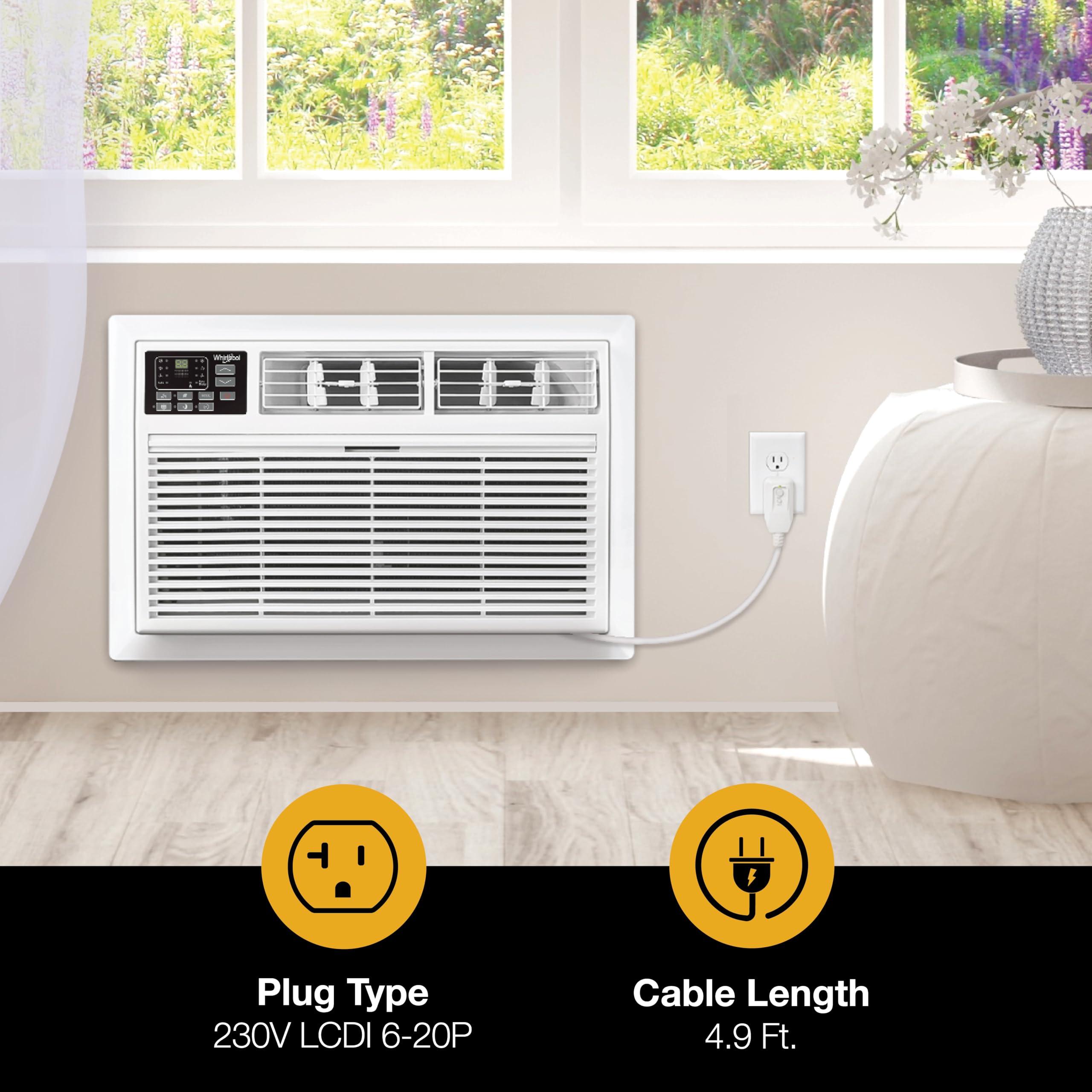 Whirlpool Whirlpool WHAT122-HAW 12,000 230V Air Conditioner with Supplemental Heat, Dehumidifier and Remote, Wall AC Unit for Apartment, Living Medium Rooms up to 550 Square Feet in White, 12000 BTU