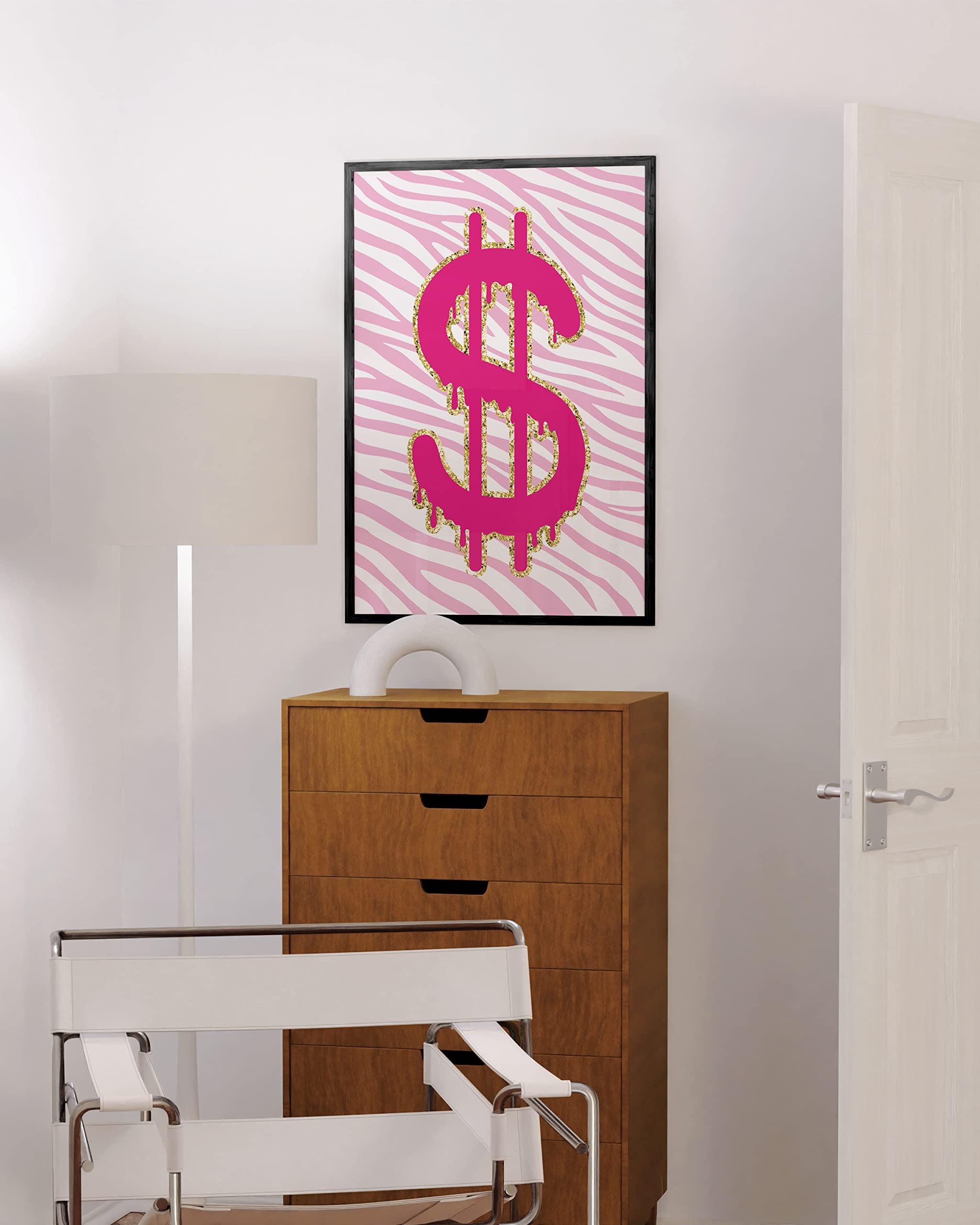 HAUS AND HUES HAUS AND HUES Pink Poster Preppy Wall Art - Cute Posters for Room Aesthetic, Trendy Posters for Teen Girls Room, Preppy Room Decor Aesthetic Posters for Bedroom, Preppy Paintings (Black Frame, 24x36)