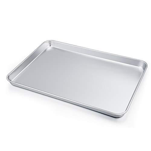 P&P CHEF Large Baking Sheet, P&P CHEF Stainless Steel Cookie Sheet Baking Pan Tray, Rectangle 16\'\'x12\'\'x1\'\', Healthy & Non Toxic, Mirror Finish & Dishwasher Safe