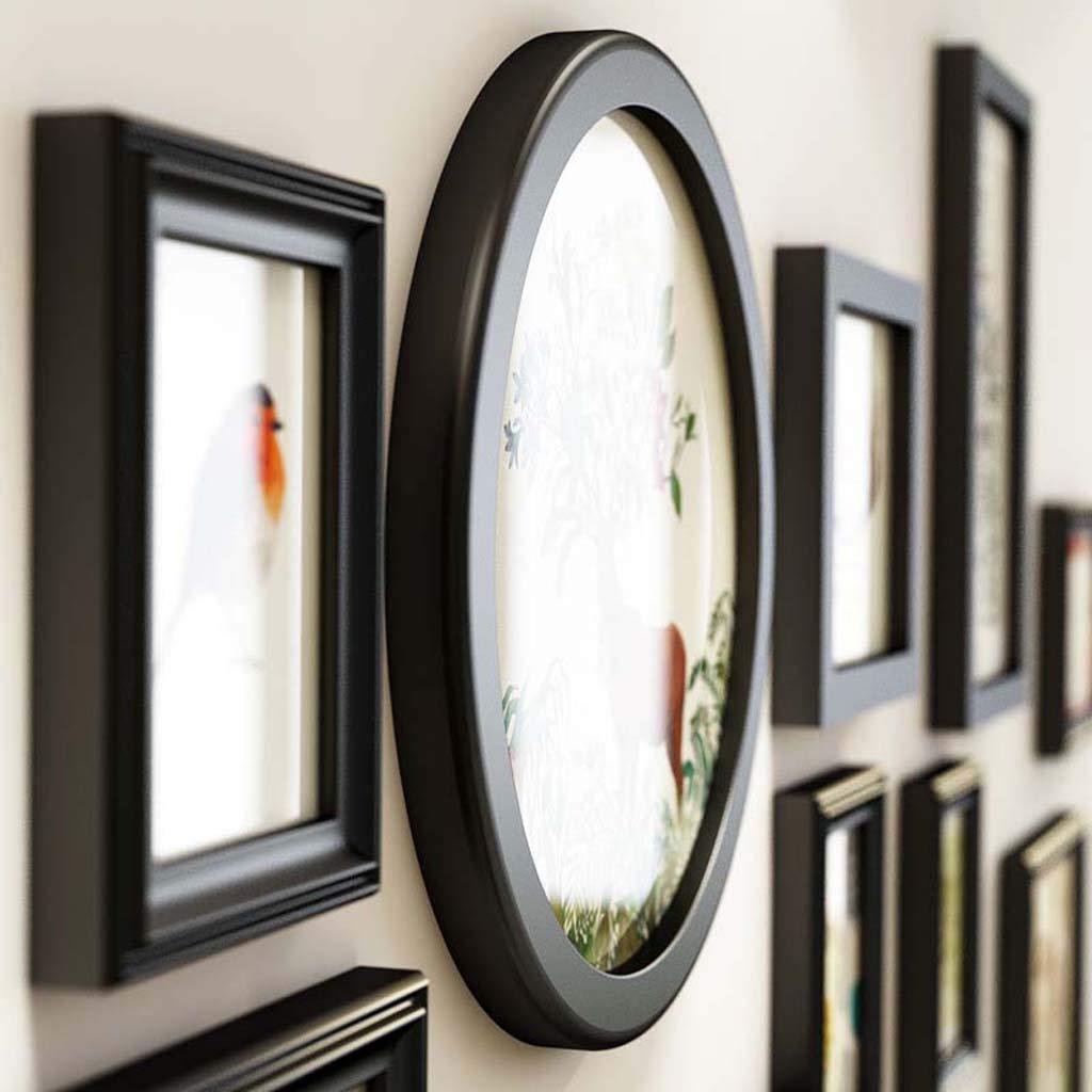 Z-Photo frame wall 14 Pack Picture Frames Collage Photo Frames Wall Gallery Kit for Wall and Home, Four 5 in, Three 7 in, Three 10 in, Two Strips, one Square, one Round