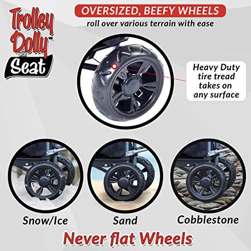 dbest products dbest products Trolley Dolly with Seat, Black Shopping Grocery Foldable Cart Tailgate