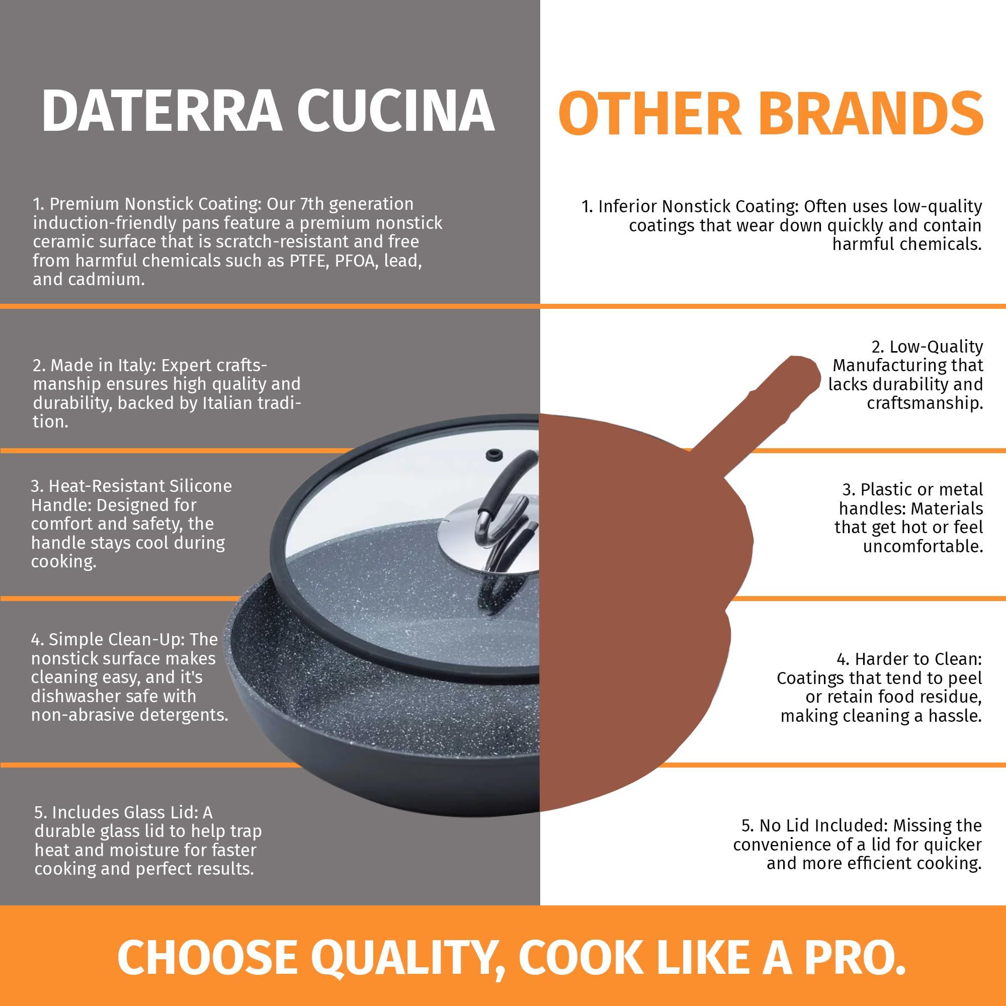 DaTerra Cucina DaTerra Cucina 11 Nonstick Frying Pan w/Lid | Made in Italy | PTFE, Cadmium, Lead and PFOA free proprietary nontoxic ceramic coating