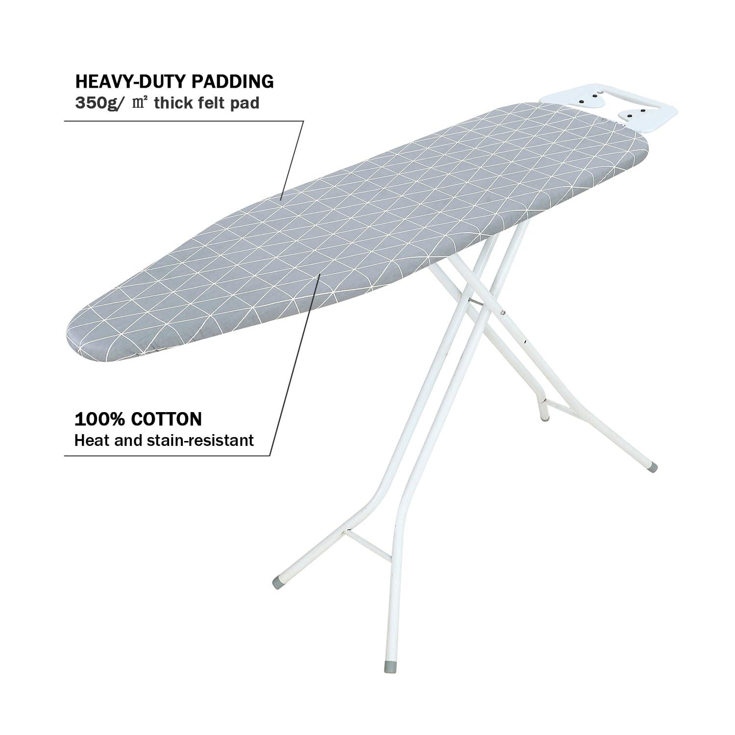 LCLW Ironing Board Cover and Pad Standard Size 15 x 54,3 Pairs of Hook and Loop Fastener Straps,Elastic Edges,Cotton Iron Board Cover with Scorch Resistant Thick Padding (Pattern G)