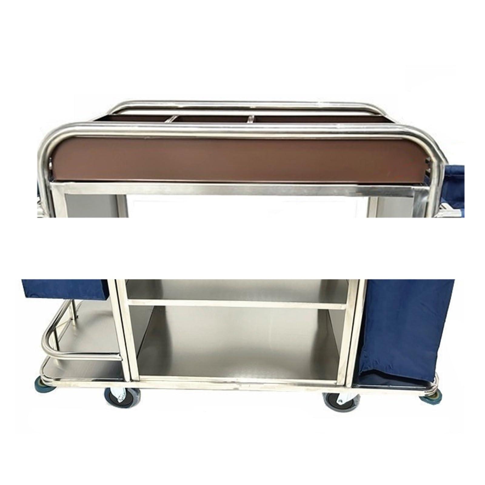 ZYYASHSV Commercial Laundry Cart with Wheels Hotel Work Cloth Trolley Universal Wheel Room Service Hotel Stainless Steel Single Side Bilateral Room Mouth Cleaning Cleaning Car Rolling Laundry Sorter Cart