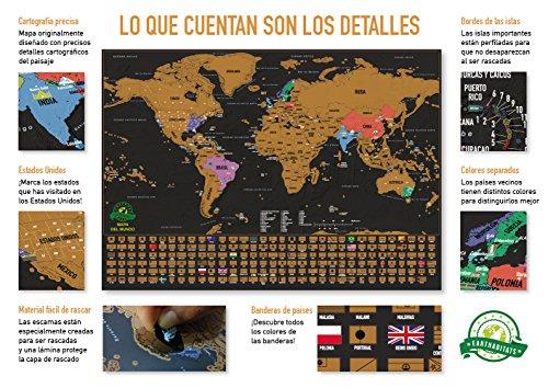 EARTHABITATS Scratch Off World Map Poster  Deluxe Travel Map, Scratch Off Map of The World with US States and Country Flags, Tracks Where You Have Been, Full Accessories Set, Gift for Travelers, by Earthabitats