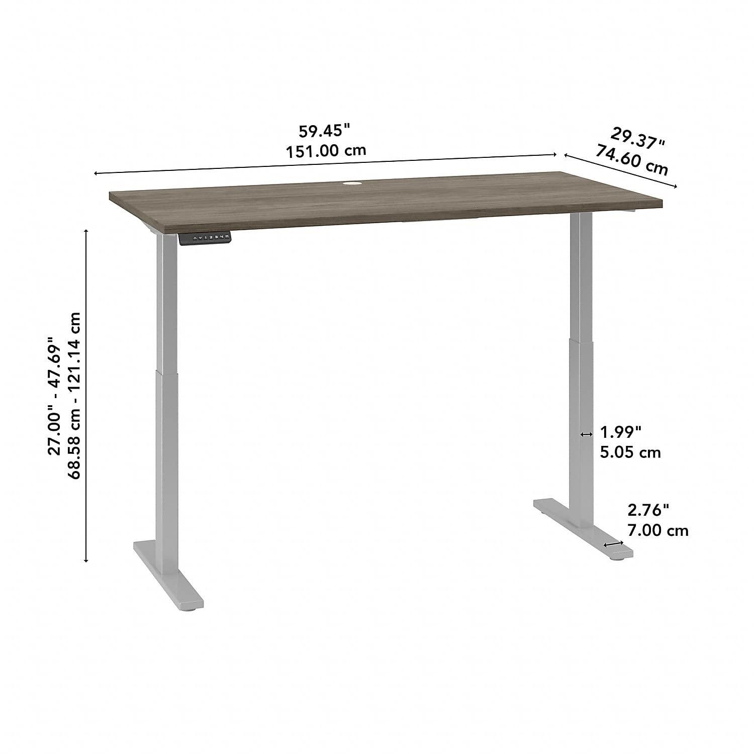 Bush Furniture Bush Business Furniture Move 60 Series Electric Height Adjustable Standing Desk, 60W x 30D, Modern Hickory with Cool Gray Metallic Base