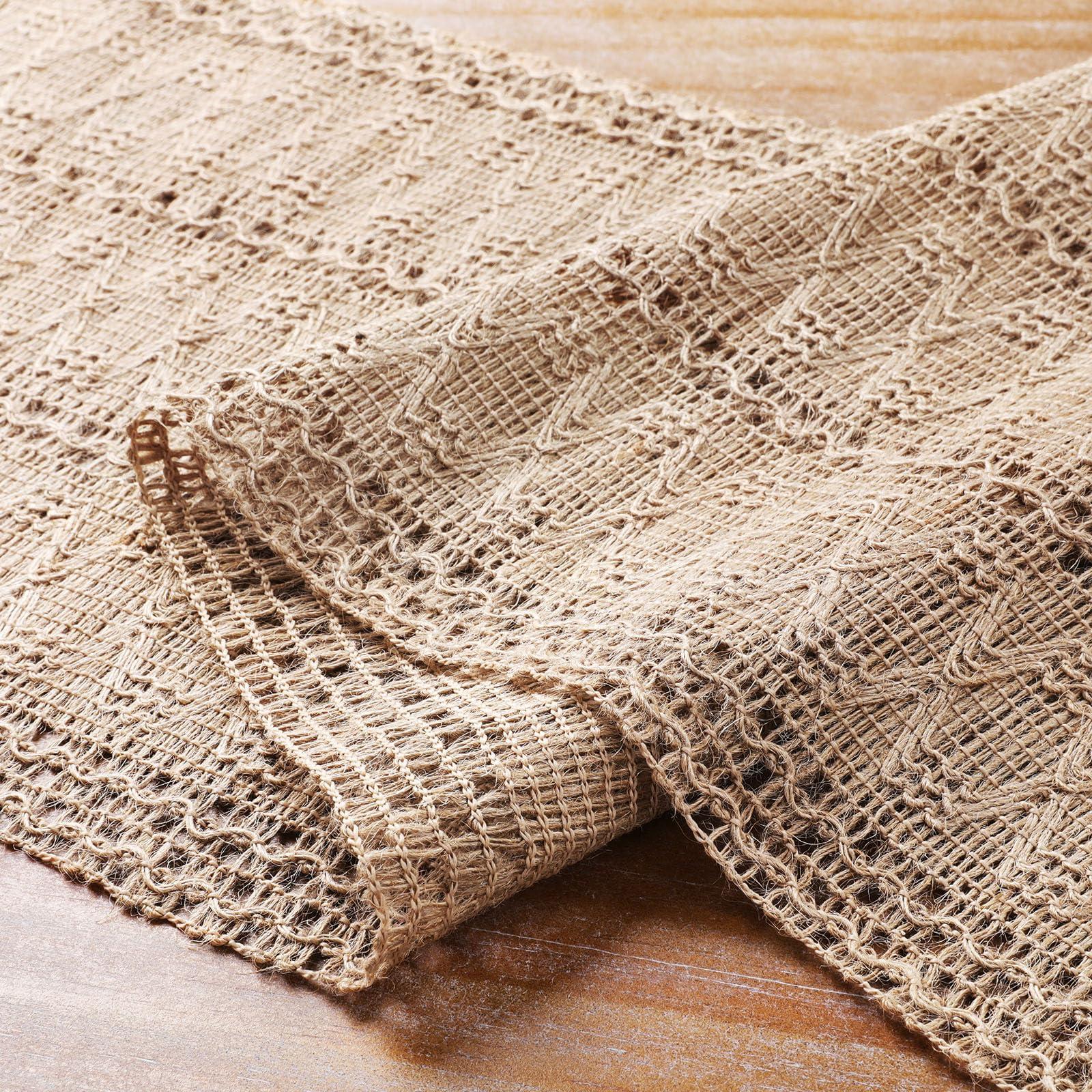 B-COOL B-COOL Burlap Boho Table Runner: Woven Boho Table Runner Macrame Farmhouse Table Centerpieces for Dining Room Decor (13x108 Inches)