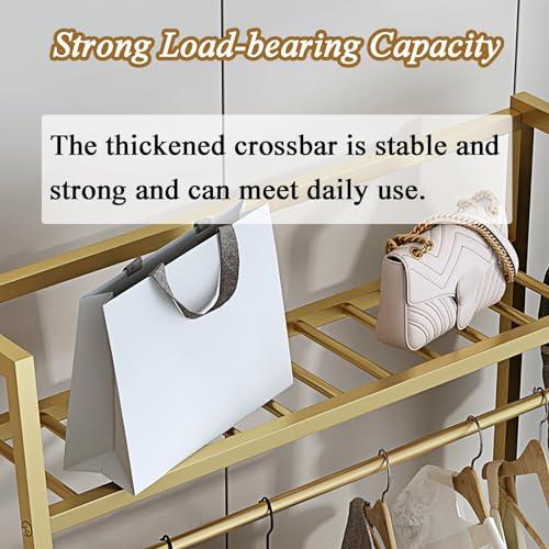 HomeLoft Basics Heavy Duty Clothes Rails for Bedroom, Costoffs Freestanding Coat Rack for Small Spaces, Coat Stand for Bedroom(Gold-Third Floor,150 * 38 * 170cm)