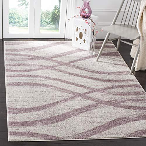 Safavieh SAFAVIEH Adirondack Collection 6\' Square Cream / Purple ADR125L Modern Wave Distressed Non-Shedding Living Room Bedroom Dining Home Office Area Rug