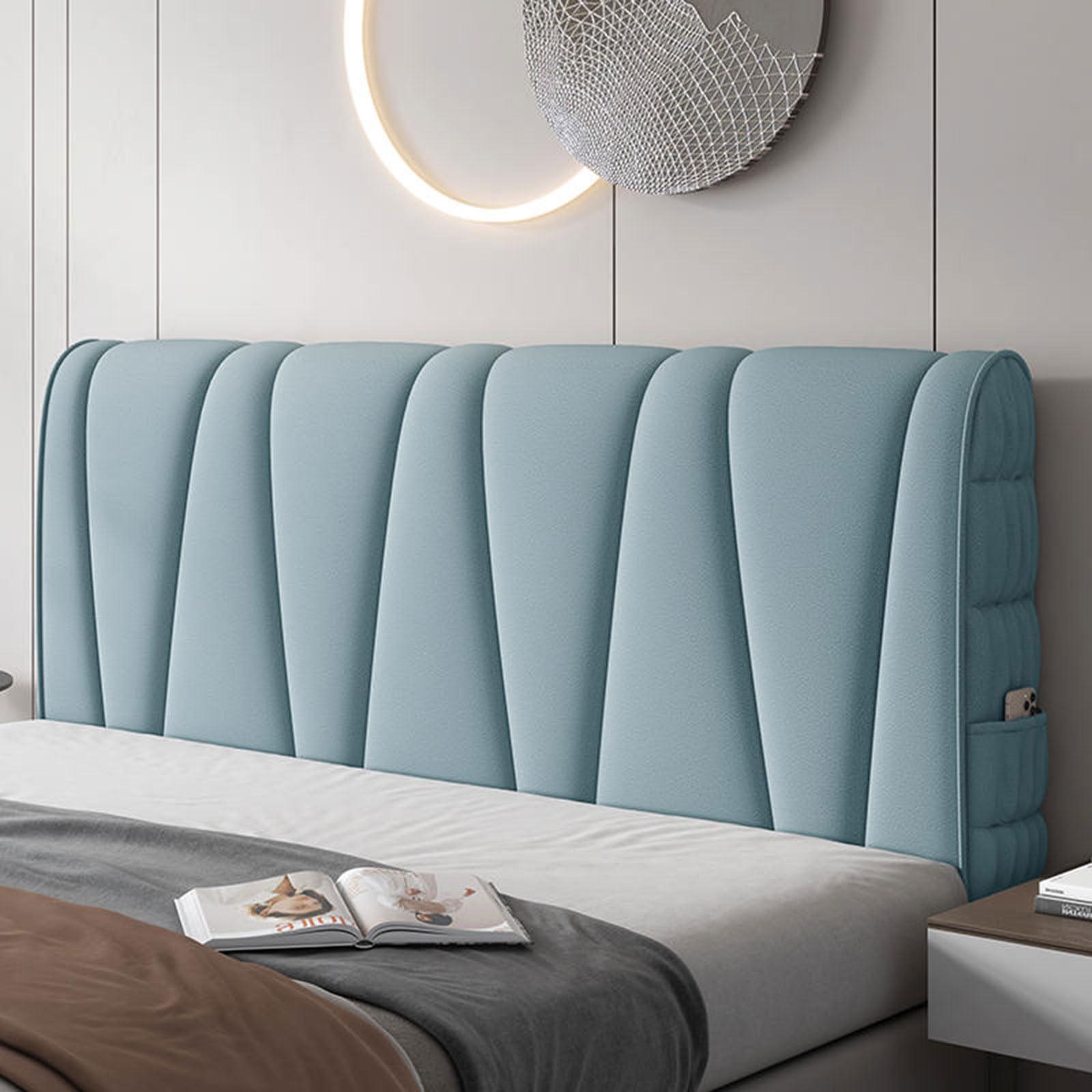 Generic Bed Headboard Slipcover Stretch Bed Headboard Cover Upholstered Bed Headboard Cover, Double King Size Leather/Wooden Bed Backrest Bed Head Covers Cloth Dustproof Head Board Protector Bedroom Decor