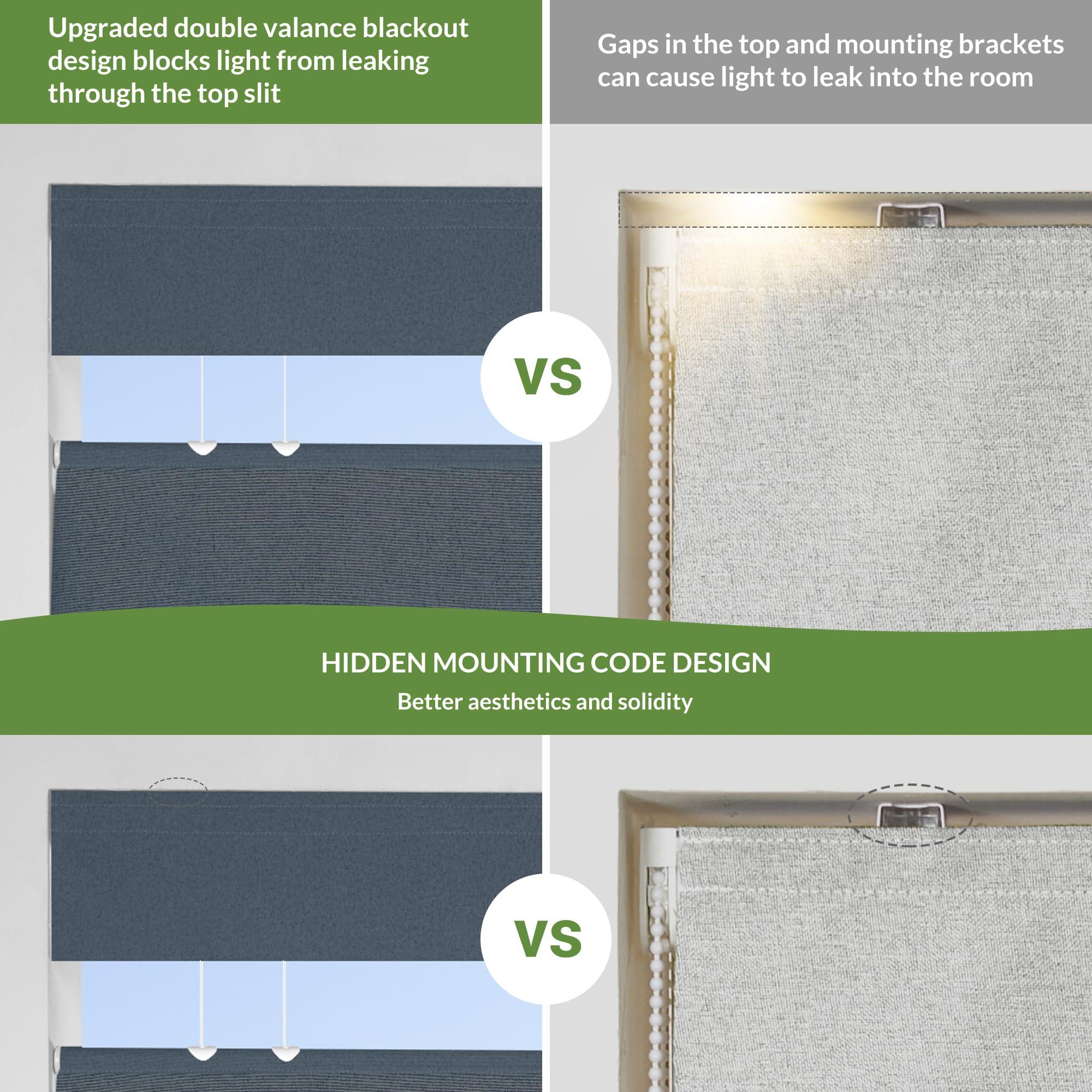 MoDanCeQ MoDanCeQ Top Down Bottom Up Roman Shades for Windows, Blackout Cordless Roman Blinds, Easy to Install Thermal Insulated Window Blind for Kitchen, Blue, 27.5" W x 64" H