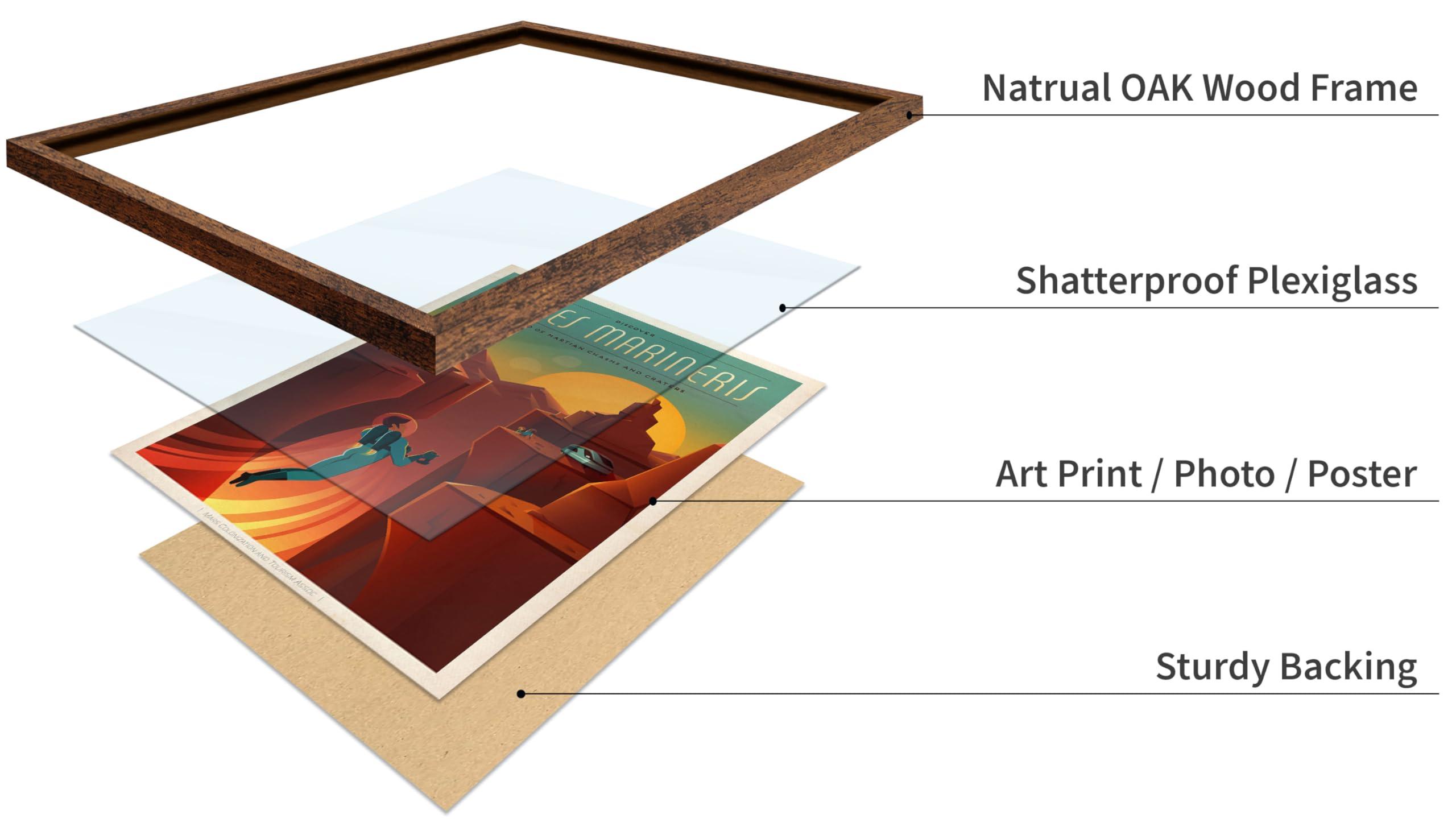 Poster Master Poster Master Astronomy Poster - Valles Marineris Travel Poster - Gift for Astronomers and Space Exploration Enthusiasts - Wall Decor Home, Office, Living Room, 11x14 Brown Framed