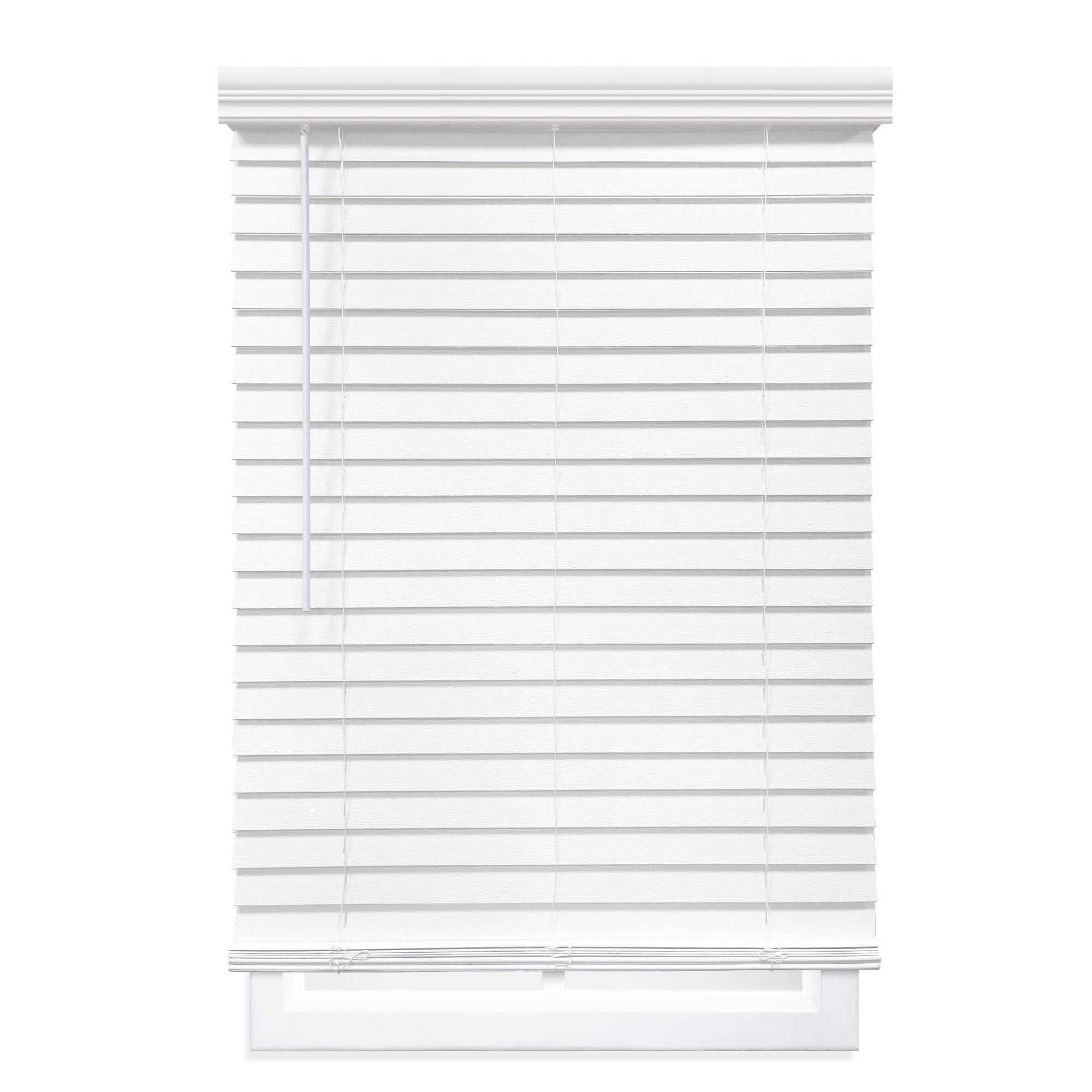 DEZ FURNISHINGS DEZ FURNISHINGS Cordless 2" Faux Wood Blind, 24.5" W x 72" H, White