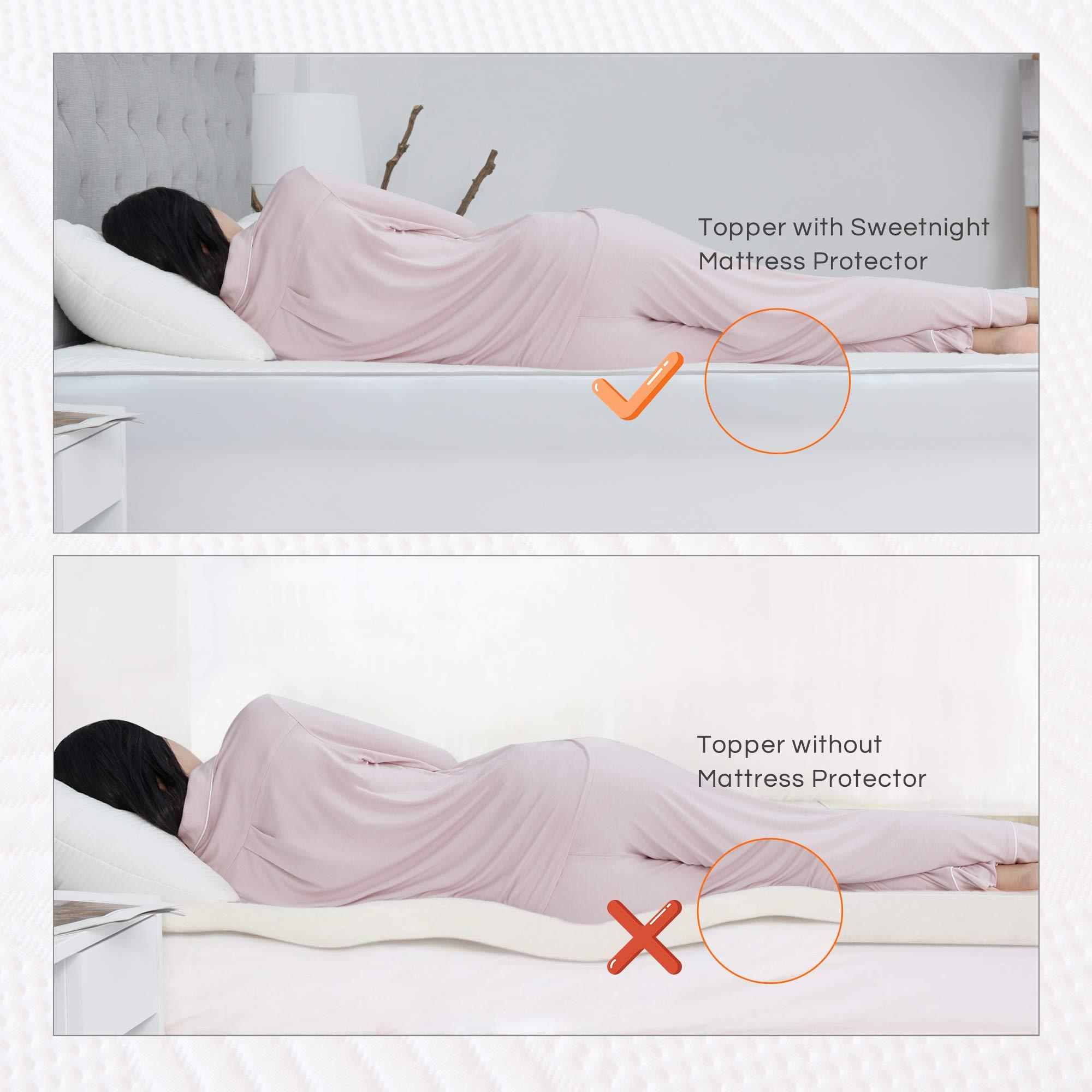 Sweetnight Sweetnight Mattress Topper Full Size with Waterproof Mattress Protector, 2 Inch Cooling Egg Crate Gel Memory Foam Topper Ultra Plush, Plus 4 Bed Sheet Holder Straps, Full Size, White (SN-T001-2-F)