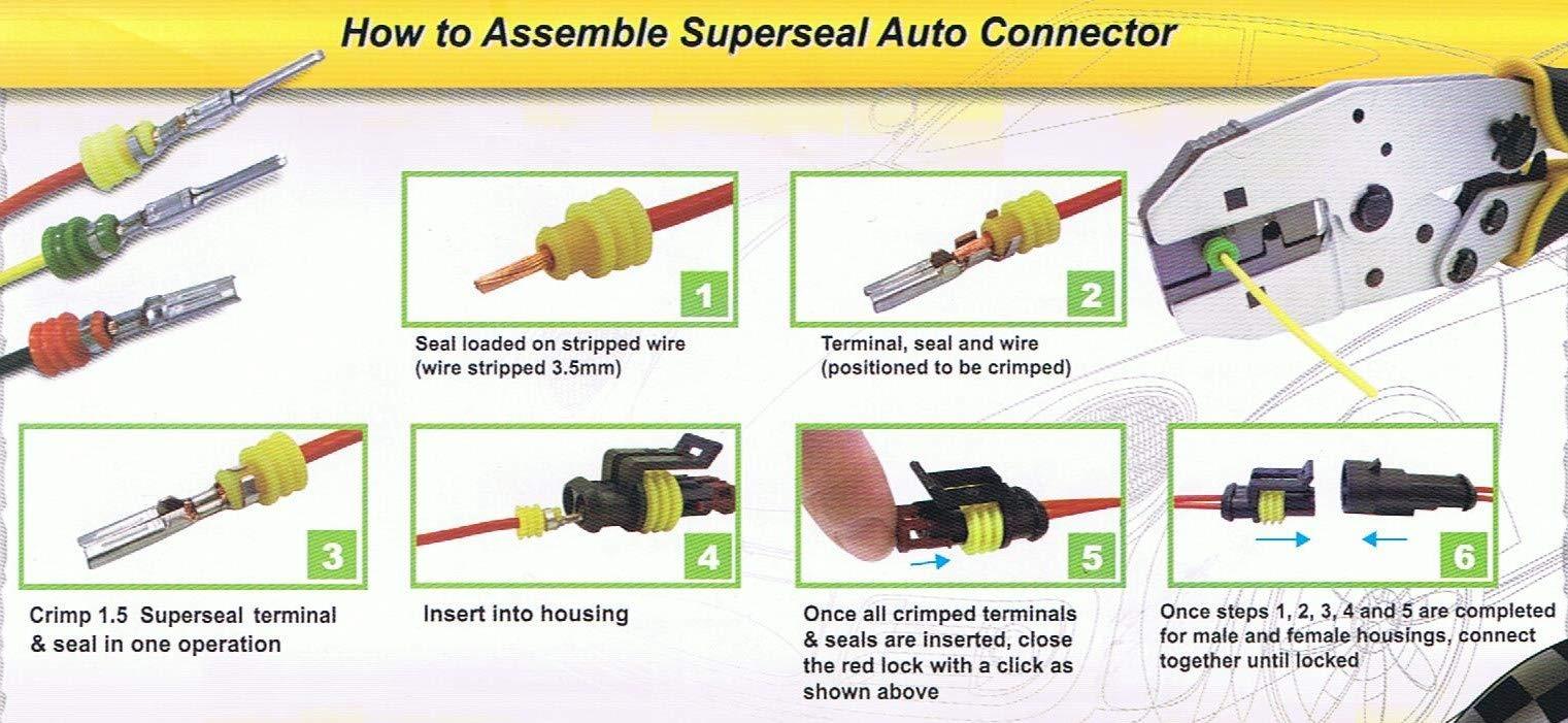 Rhino Tool Superseal Crimping Kit 2 Die Quick Change Ratchet Crimper for AMP 1.5 Super Seal Connectors