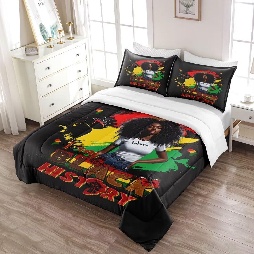GRAT TIOC GRAT TIOC Black Girl Comforter Sets Full,Black Girl Magic Bedding Set,African American Girl Comforter Set for Kids Afro Melanin Bedroom Bed Set