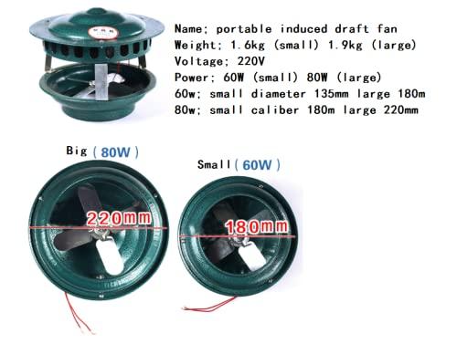 SSCYHT SSCYHT Household Chimney Induced Draft Fan Exhaust Fan Household Exhaust Smoke Machine dust Chimney induced Draft 60W/80W 4Blades Fan Home Cottage Stove,L