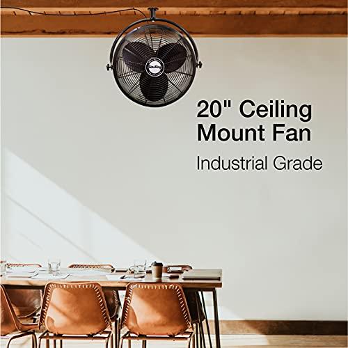 Air King Air King 9320 20-Inch 1/6-Horsepower Industrial Grade Ceiling Mount Fan with 3,670-CFM, Black Finish
