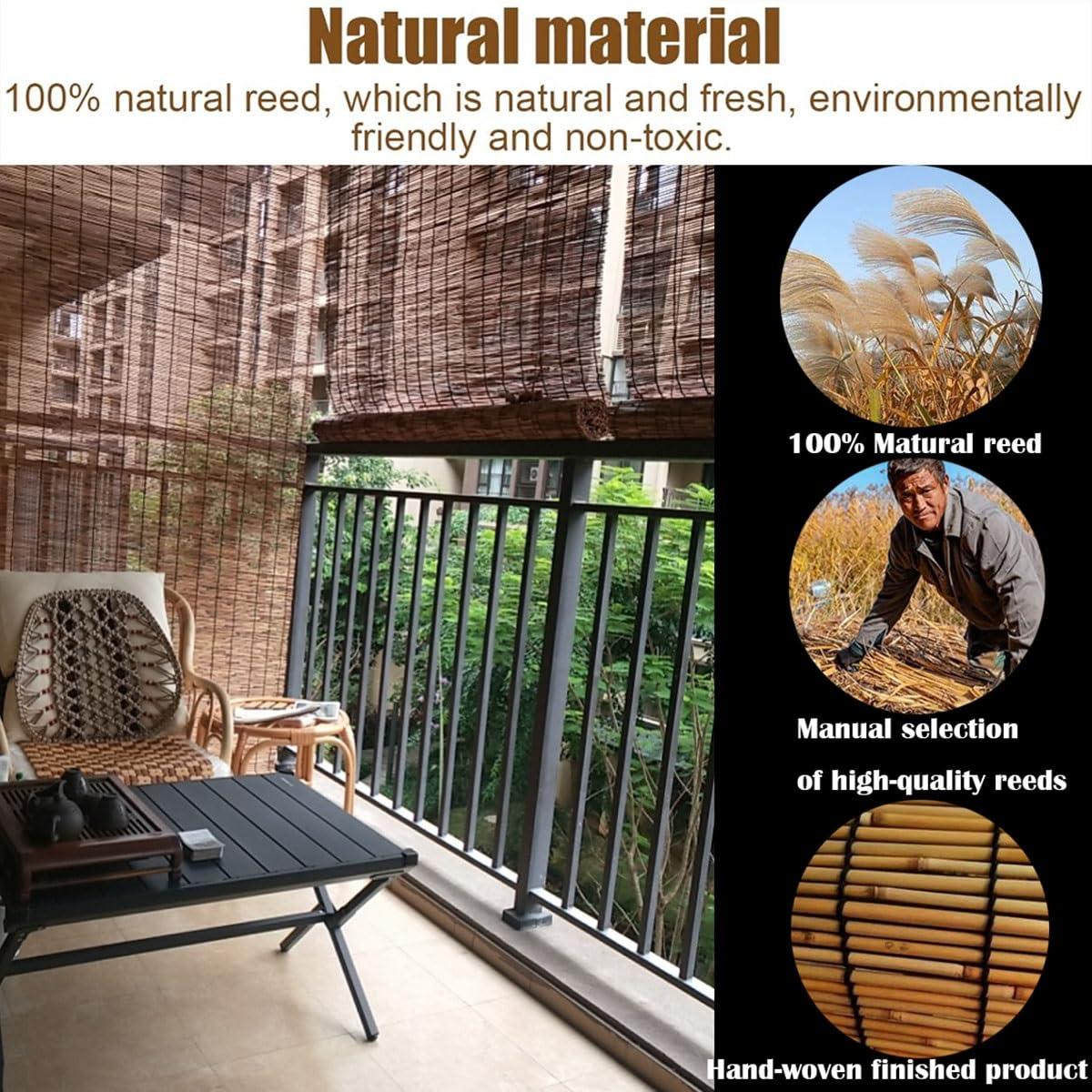 VELLOW Bamboo Blinds for Windows, Bamboo Roman Roll Up Shades for Indoor/outdoor Patio, Light Filtering Bamboo Shades Privacy Screen Woven Blackout Curtains Cordless 48 60 64 66 72 84 96in High (Size : 48"