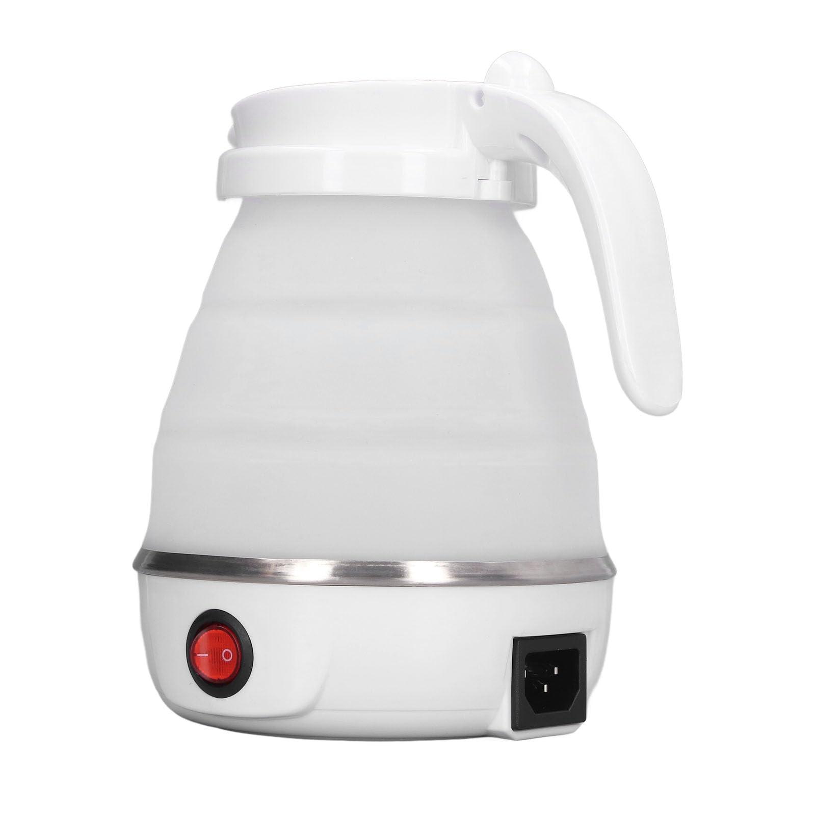 BAOK Foldable Travel Electric Kettle, Silicone and Stainless Steel Quick Boiling Folding Electric Kettle 0.6L for Camping (White)