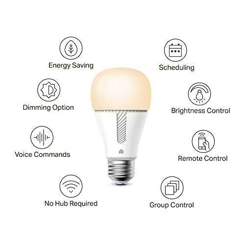 Kasa Smart Kasa Smart Light Bulb KL110, LED Wi-Fi smart bulb works with Alexa and Google Home, A19 Dimmable, 2.4Ghz, No Hub Required, 800LM Soft White (2700K), 9W (60W Equivalent)