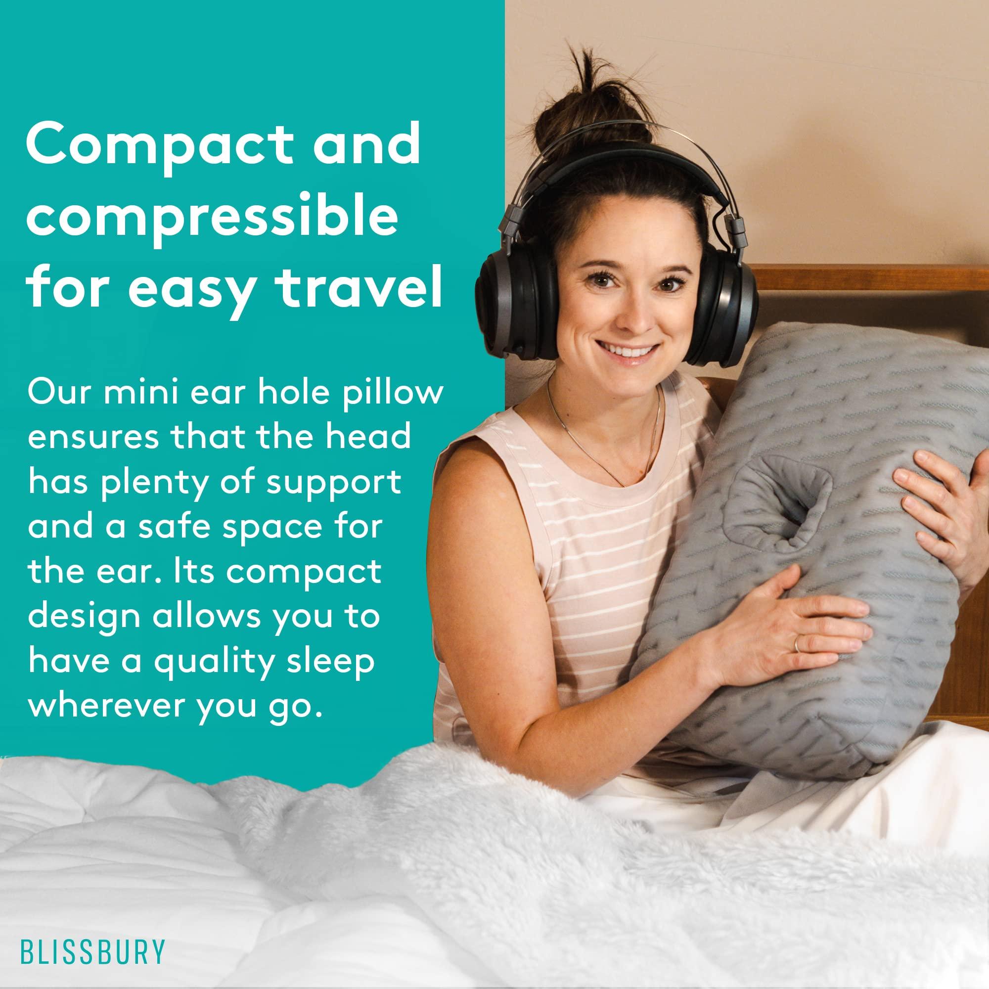 BLISSBURY BLISSBURY Mini Ear Pillow | Ear Piercing Pillow for Side Sleeping | Travel Friendly CNH Pillow with Ear Hole | Soothing Hole for Ear Pain | Piercing Health & Ear Recovery for Side Sleepers | Donut Ear