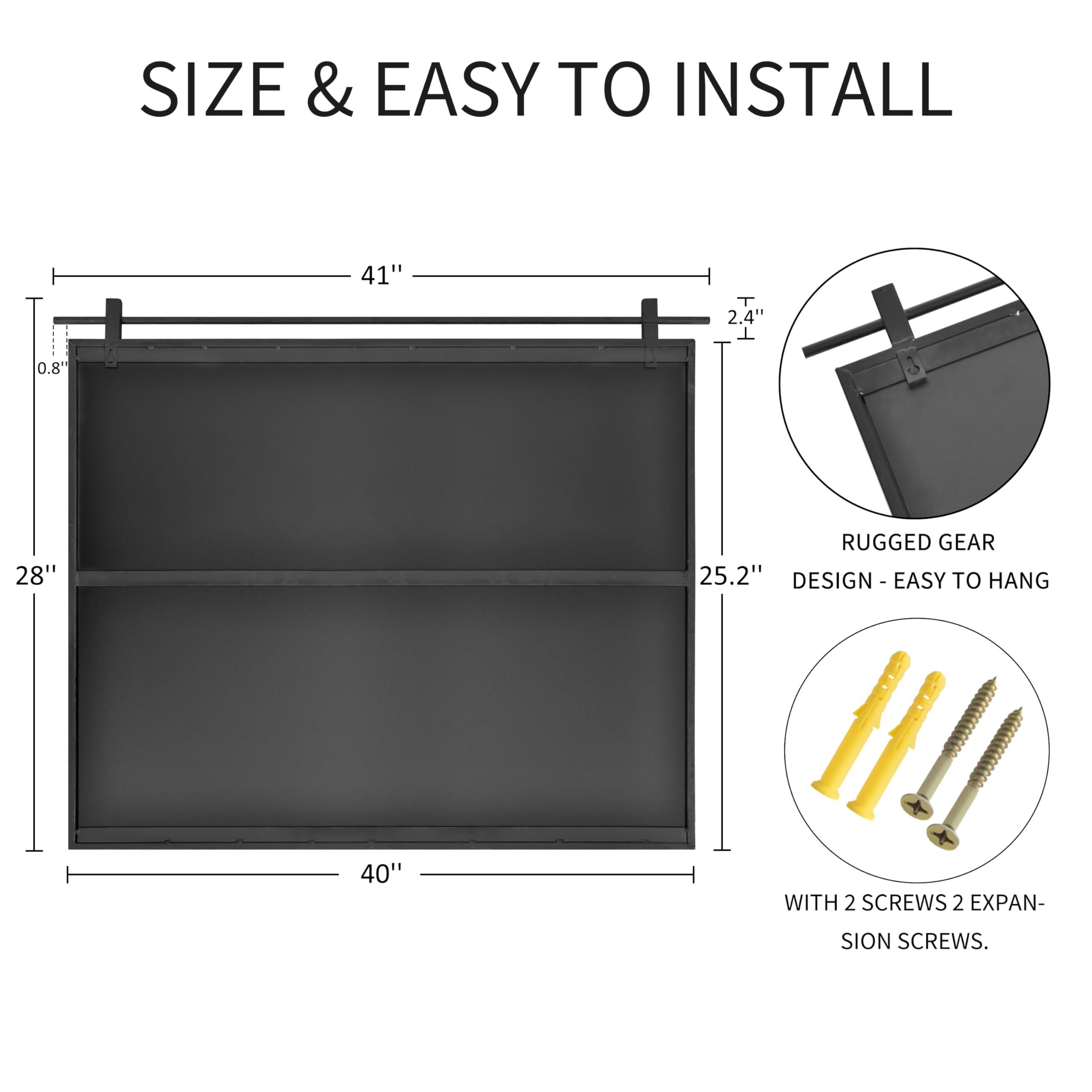 MYTHFUL MYTHFUL 40x28 Inch Rectangle Bathroom Vanity Mirror for Wall Mounted Over Sink Farmhouse Rustic Matte Black Frame Barn Door Mirrors Foyer Entryway Decor