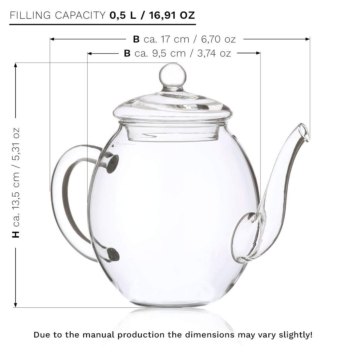 Creano Creano Blooming Tea Mix - Gift Set Flowering Tea with Glass Pot 17oz/500ml White Tea & Black Tea with 6 Tea Balls each 3pcs White & Black Tea