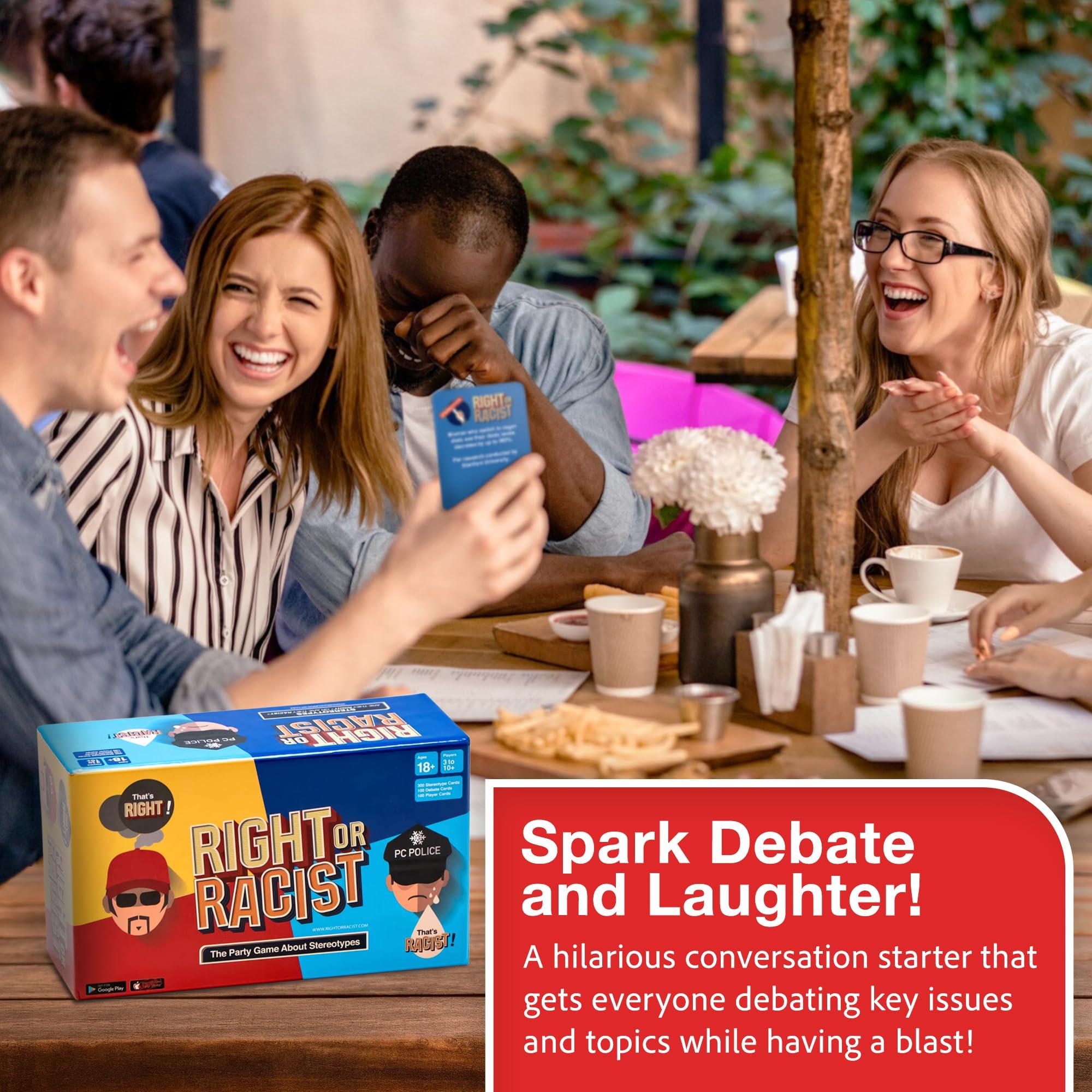 Right Or Racist Right or Racist, Card Game, Gag Gift with Hundreds of Trivia and Debate Cards, Funny Gag Gifts for Secret Santa or White Elephant, Games for Men and Women, 3 to 10+ Players