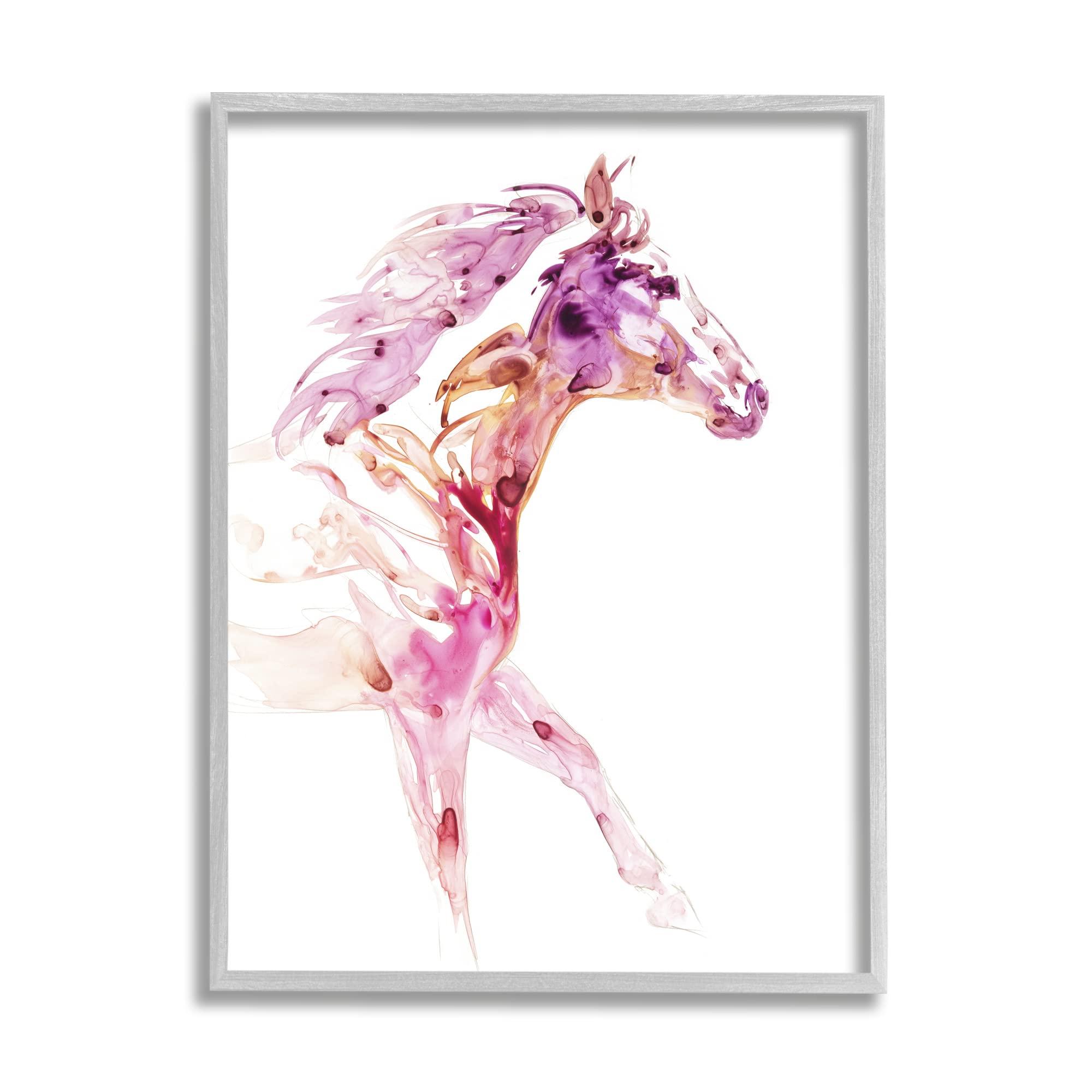 Stupell Industries Stupell Industries Abstract Pink Horse Galloping Framed Giclee Art, Design by Julie Chapman