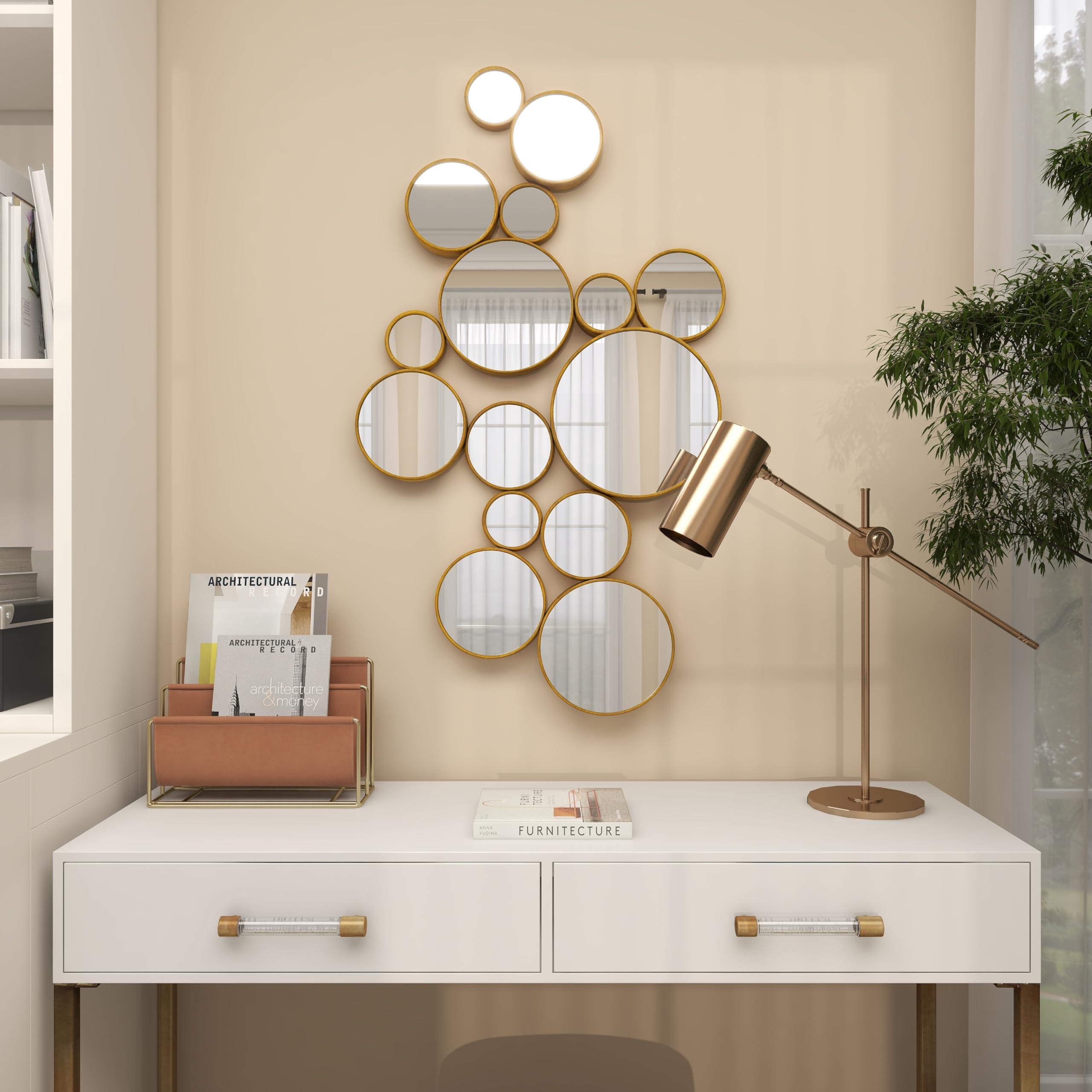 Deco 79 CosmoLiving by Cosmopolitan Metal Room Wall Mirror Bubble Cluster Entryway Mirror, Wall Mounted Mirror 22\" x 3\" x 40\", Gold