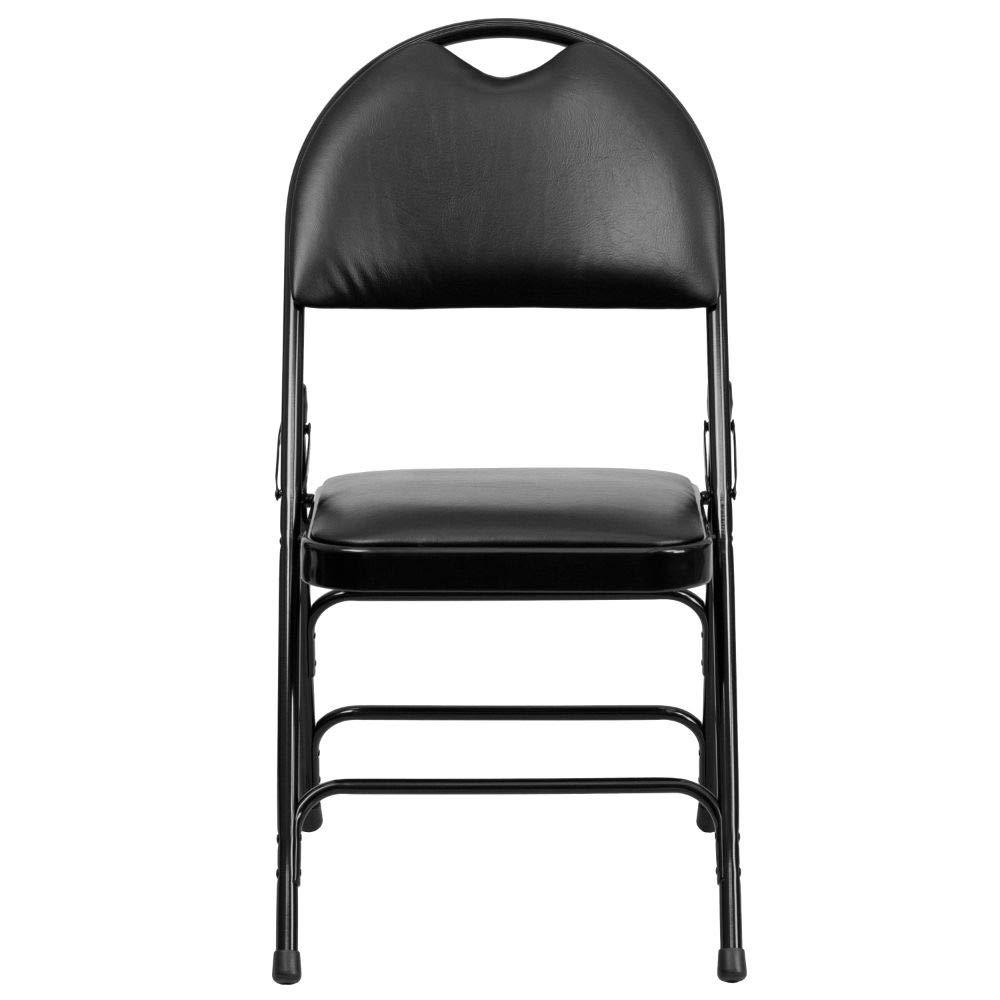 Flash Furniture Flash Furniture 4 Pack HERCULES Series Ultra-Premium Triple Braced Black Vinyl Metal Folding Chair with Easy-Carry Handle