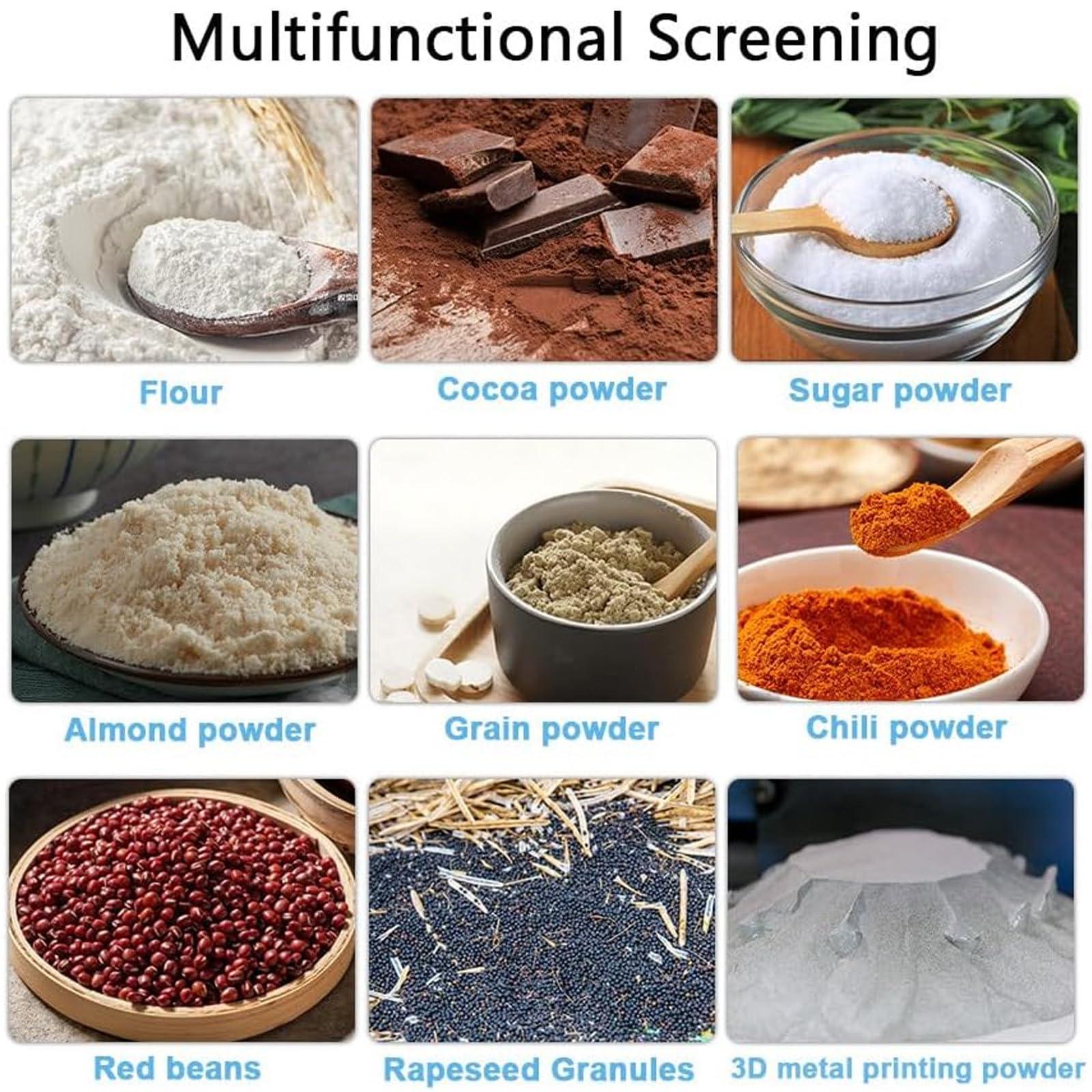 HENGCMM HENGCMM Automatic Powder Sifter Machine Automatic Sieve Shaker Vibrating Machine Flour Sifter Electric Vibrating Sieve Machine 50W Sifter Shaker Machine 1350 r/min for Flours, Herbal Powder,10cm-110V