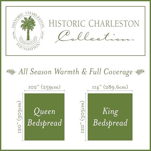 Historic Charleston HISTORIC CHARLESTON Bedspreads Coverlet - King Charles Collection 120\" x 114\" Size 100% Cotton Oversized Matelasse Bed Spread, King/Cal King, White